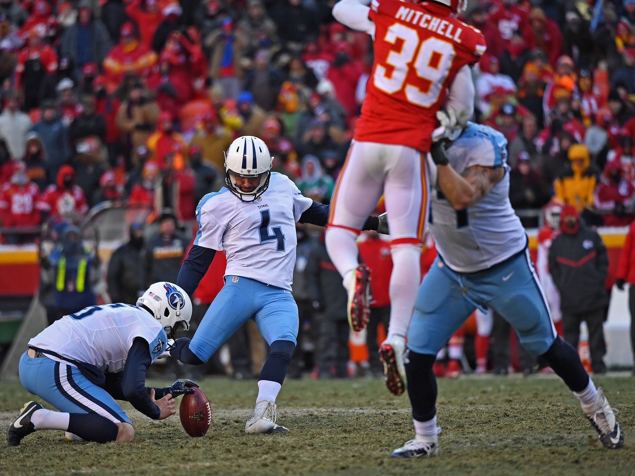 Ryan Succop kicked the match-winning field goal for the Titans against the Chiefs