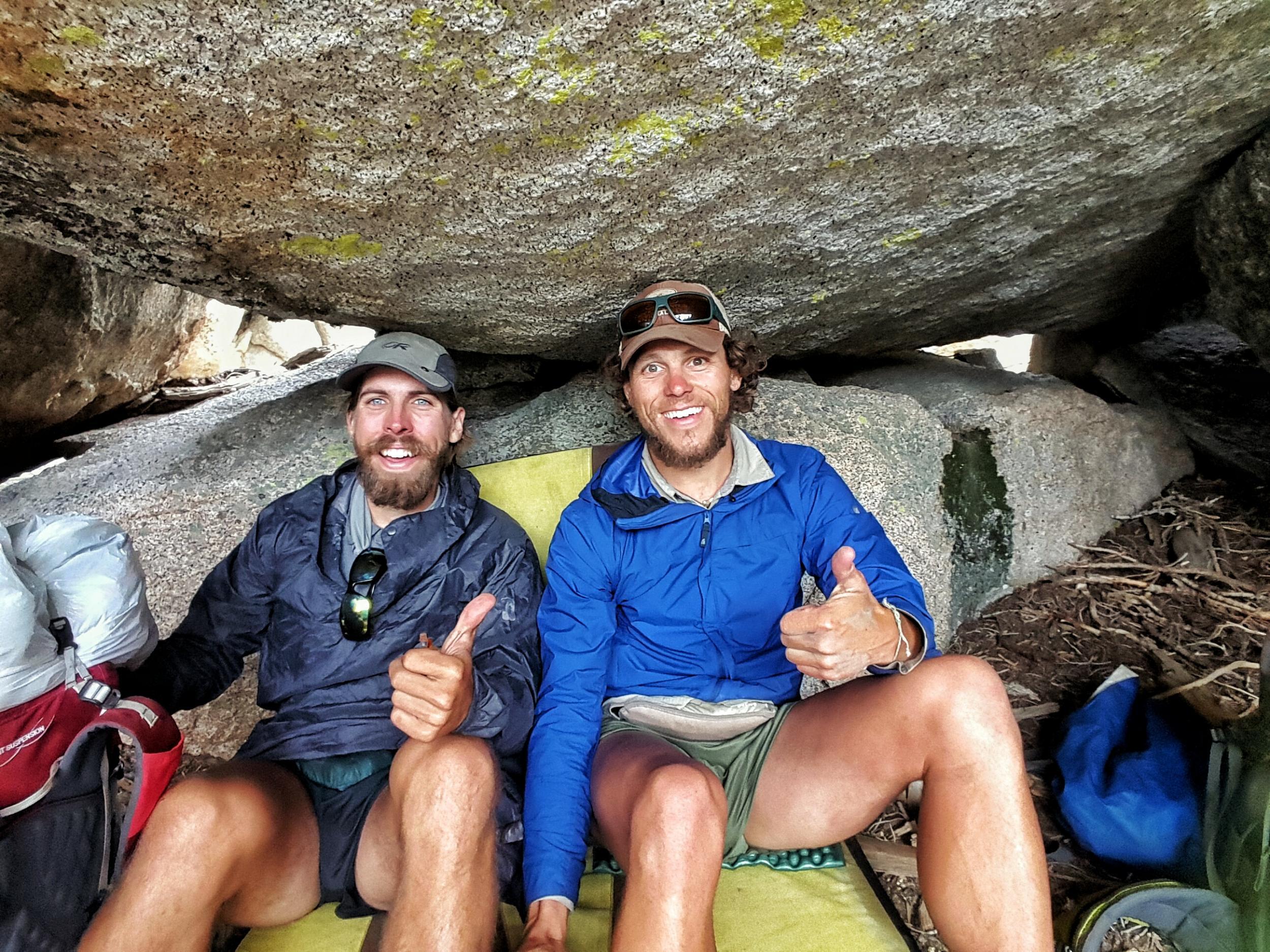 Seth, left, and Paul, right, couldn't be happier about picking up rubbish