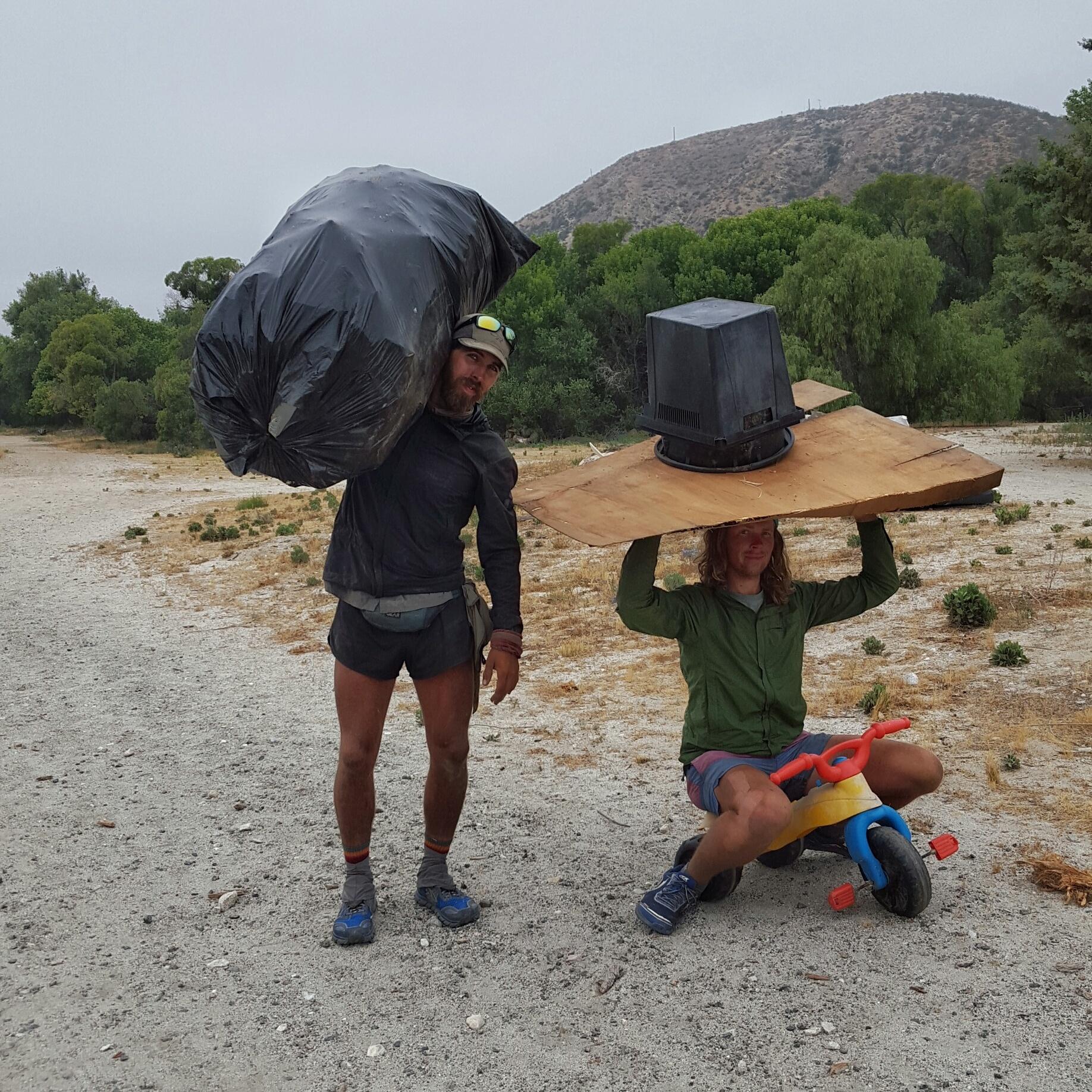 The guys find all sorts of trash on their travels, including abandoned toys