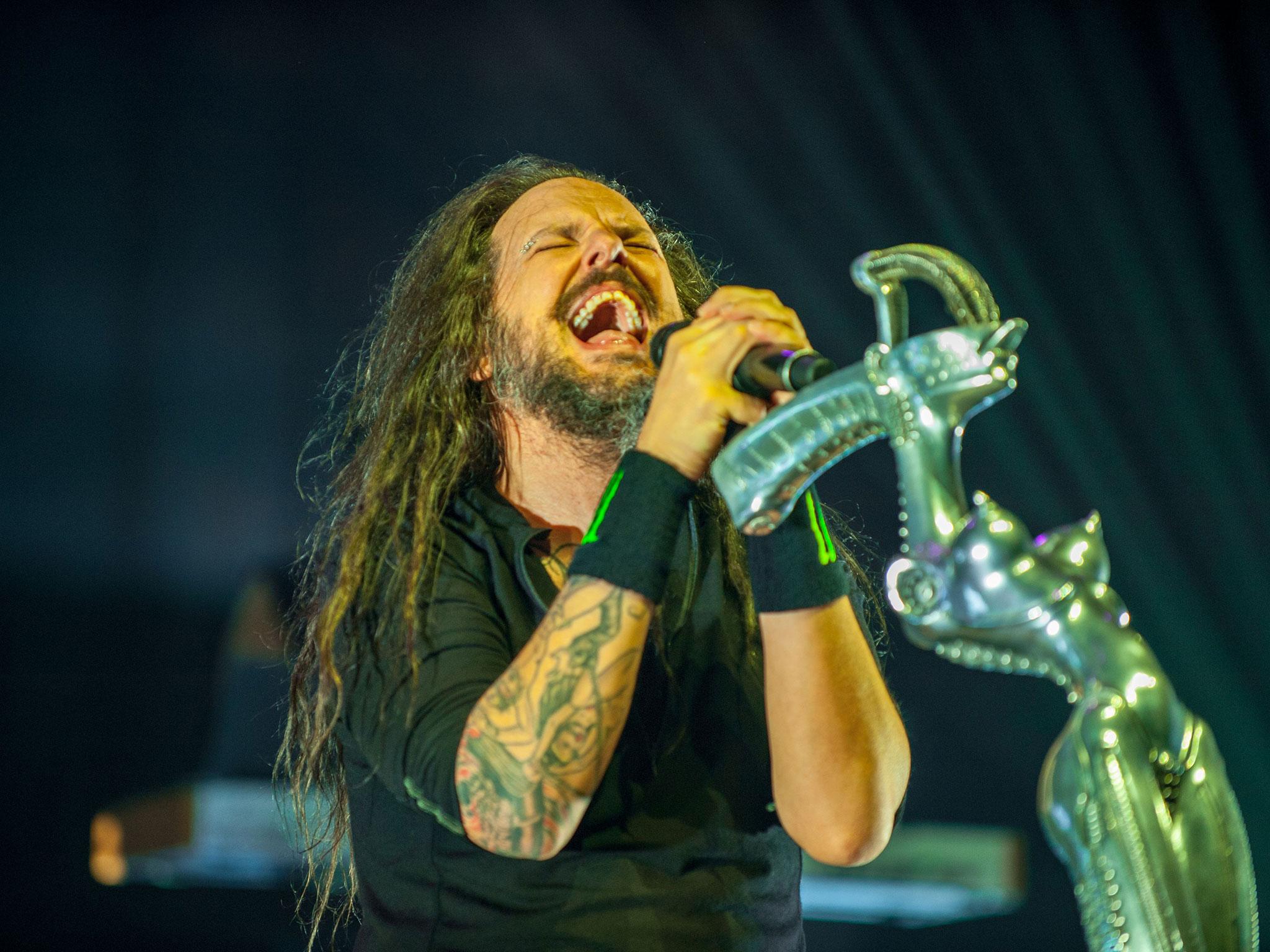 Jonathan Davis performs in Los Angeles with Korn