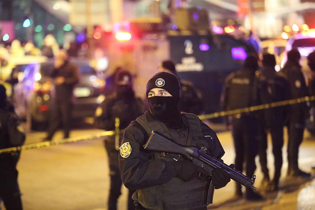 The scene outside the art gallery in Ankara, Turkey, where the Russian Ambassador to Turkey Andrei Karlov was shot on December 19 2016