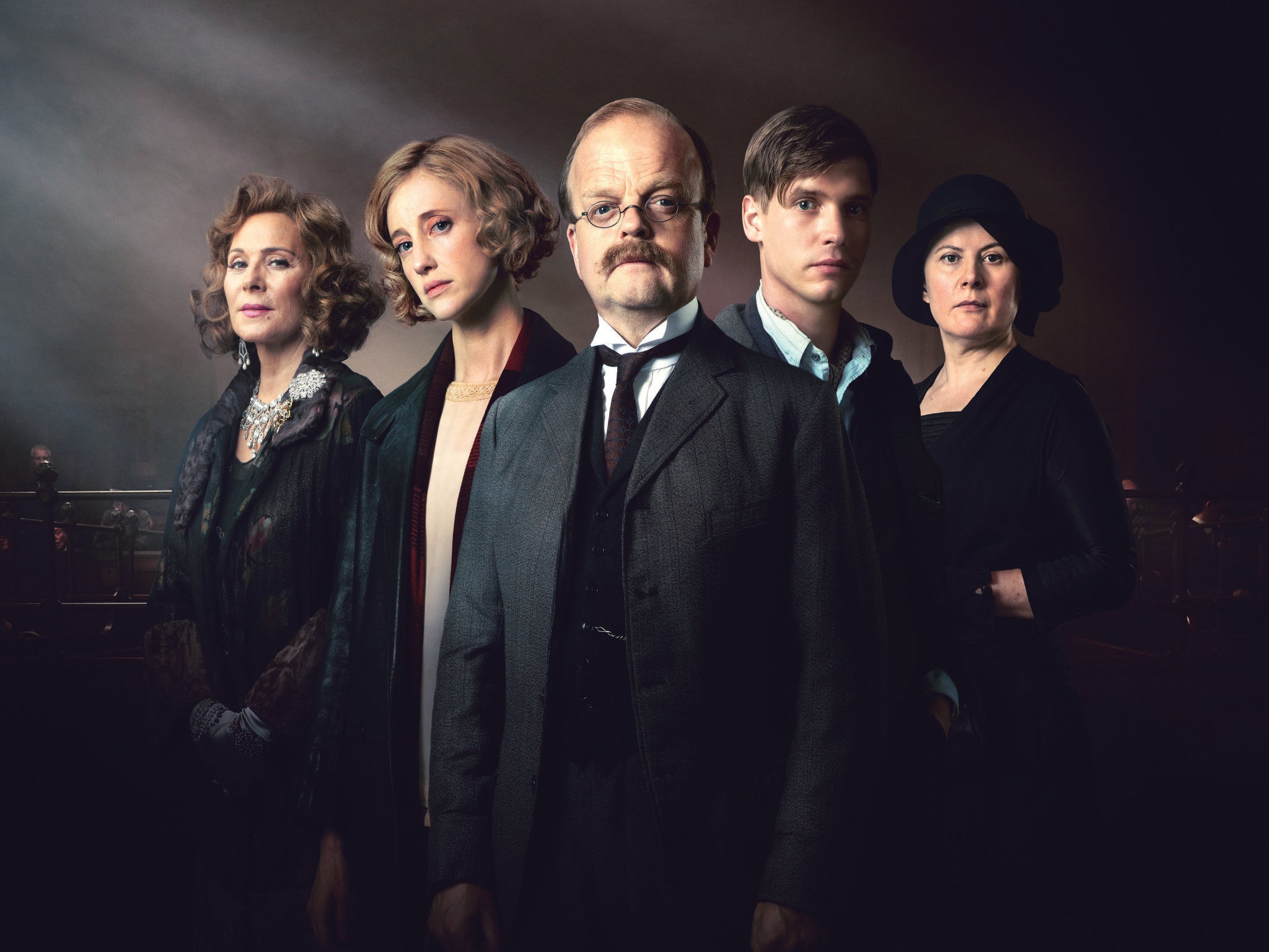 Christmas can be murder: Kim Cattral, Andrea Riseborough, Toby Jones, Billy Howle and Monica Dolan star in Agatha Christie’s ‘Witness for the Prosecution’, starting on Boxing Day