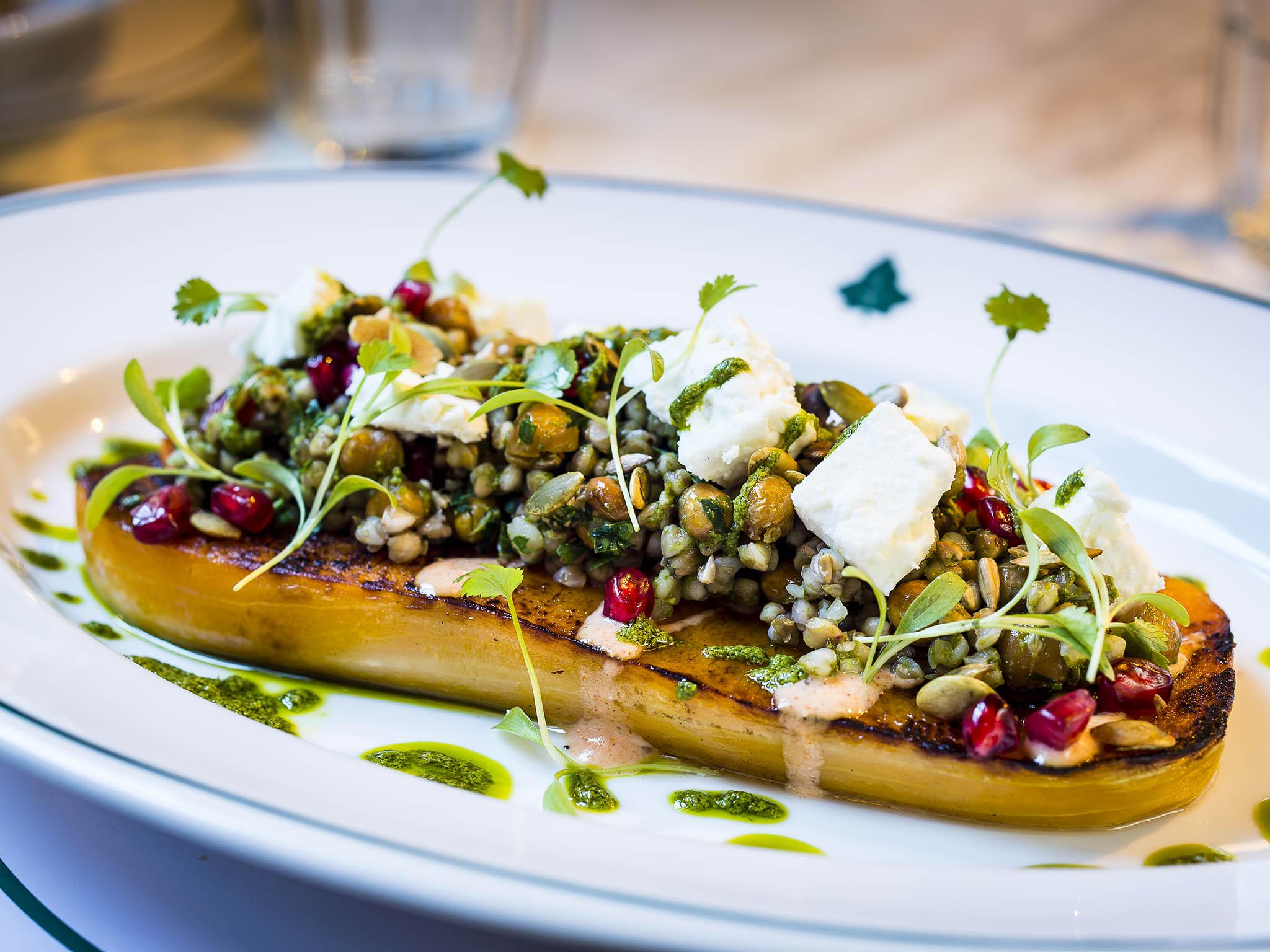 Roasted butternut squash with grains from the mains menu