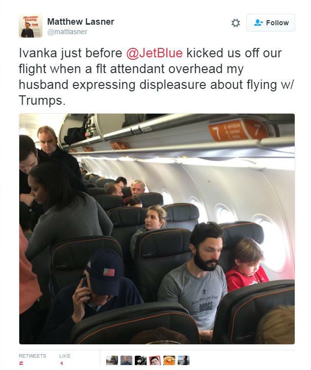 Ivanka Trump on JetBlue flight as her fellow passenger was ejected