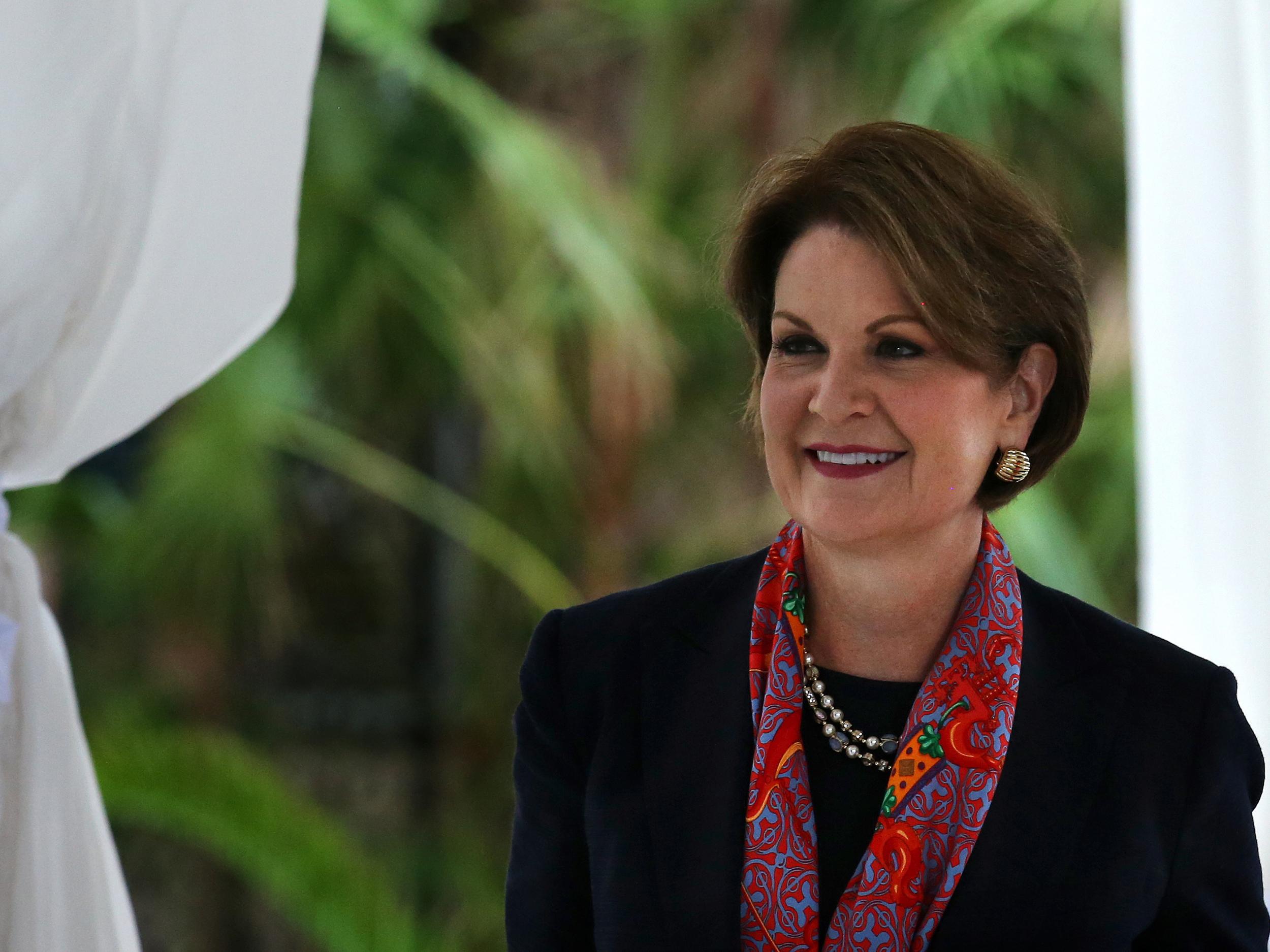 Lockheed Martin CEO Marillyn Hewson leaves Donald Trump's Mar-a-Lago estate in Florida after meeting with the President-elect