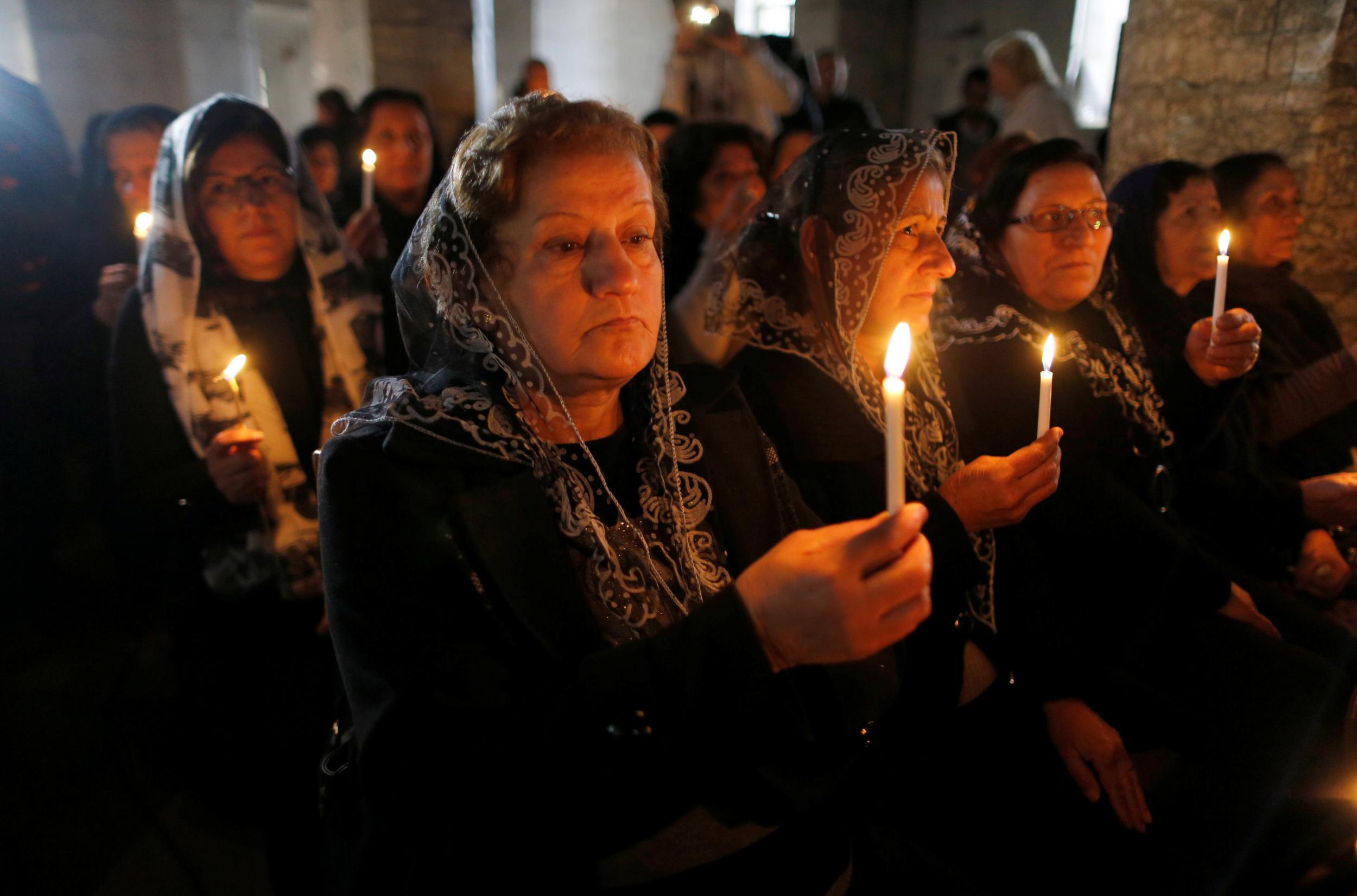 The church in Bartella was defaced by Isis militants, but worshippers have been able to return