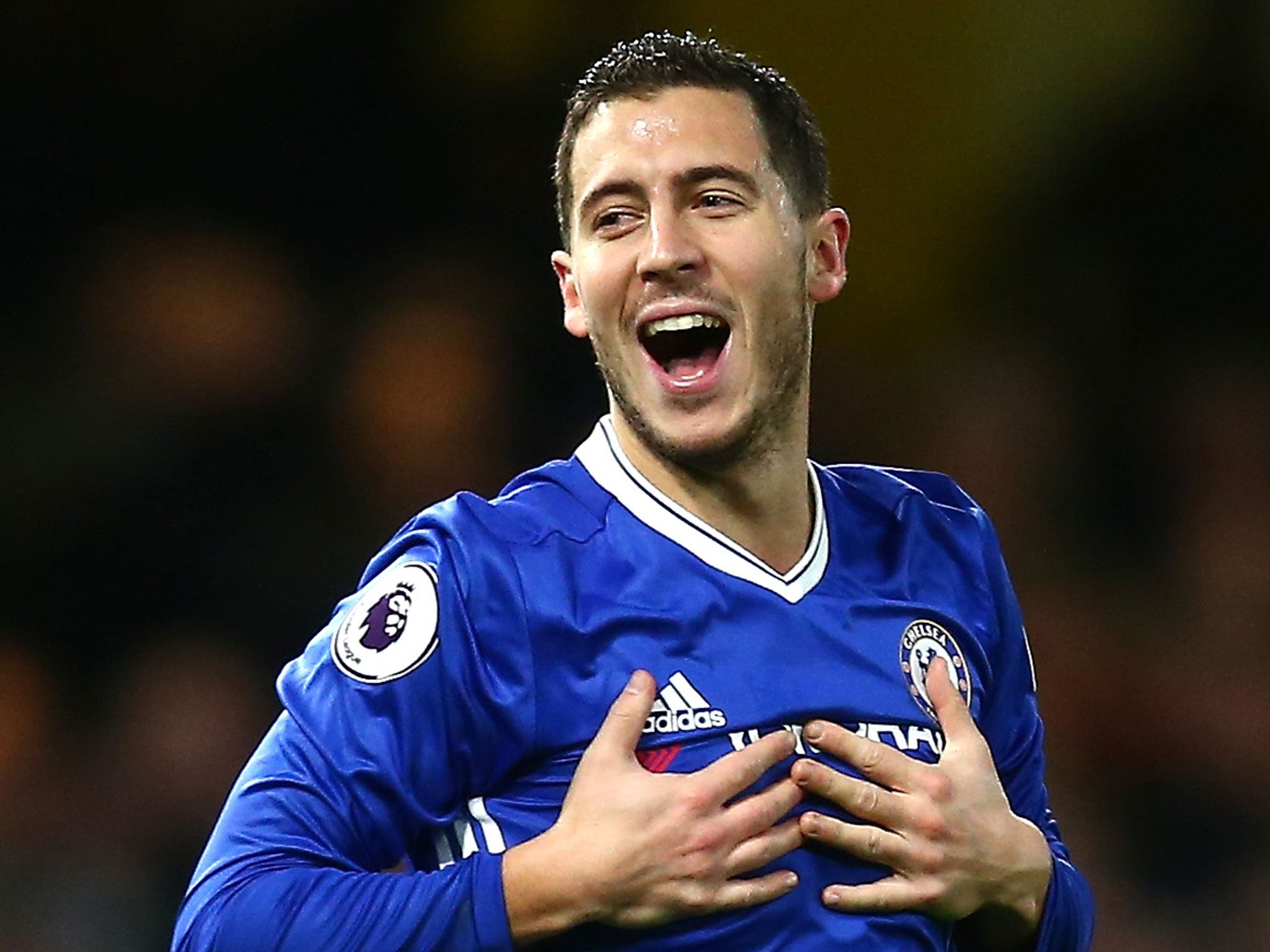 Eden Hazard celebrates scoring for Chelsea against Bournemouth