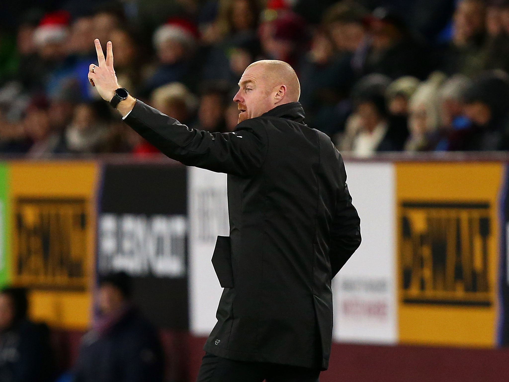 Sean Dyche gestures to his side during Burnley's win over Middlesbrough