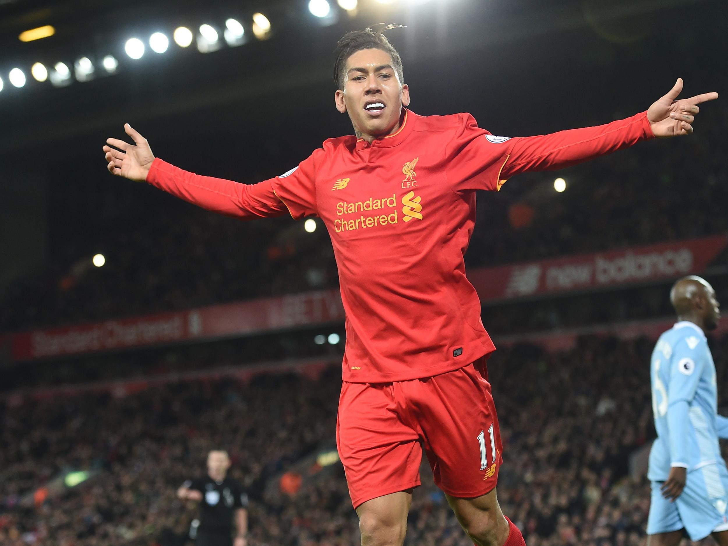 Firmino put Liverpool 2-1 up before half time