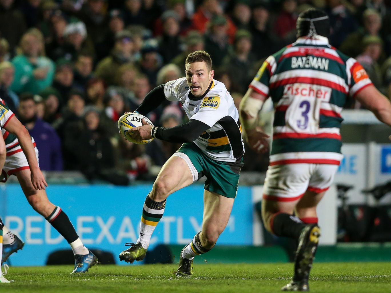 George North in action for Saints against Leicester Tigers