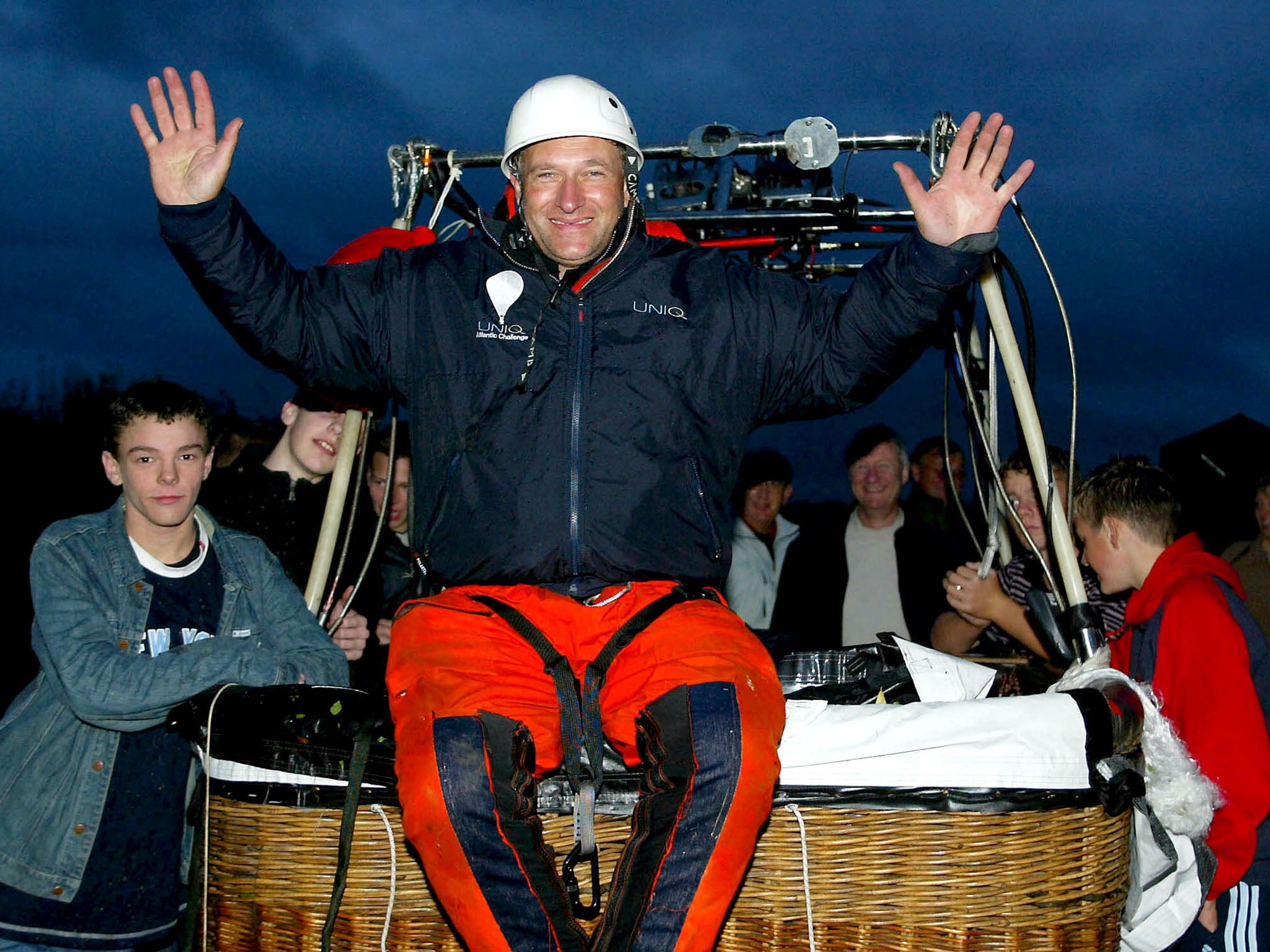 David Hempleman-Adams became the first person to cross the Atlantic in an open wicker basket hot air balloon