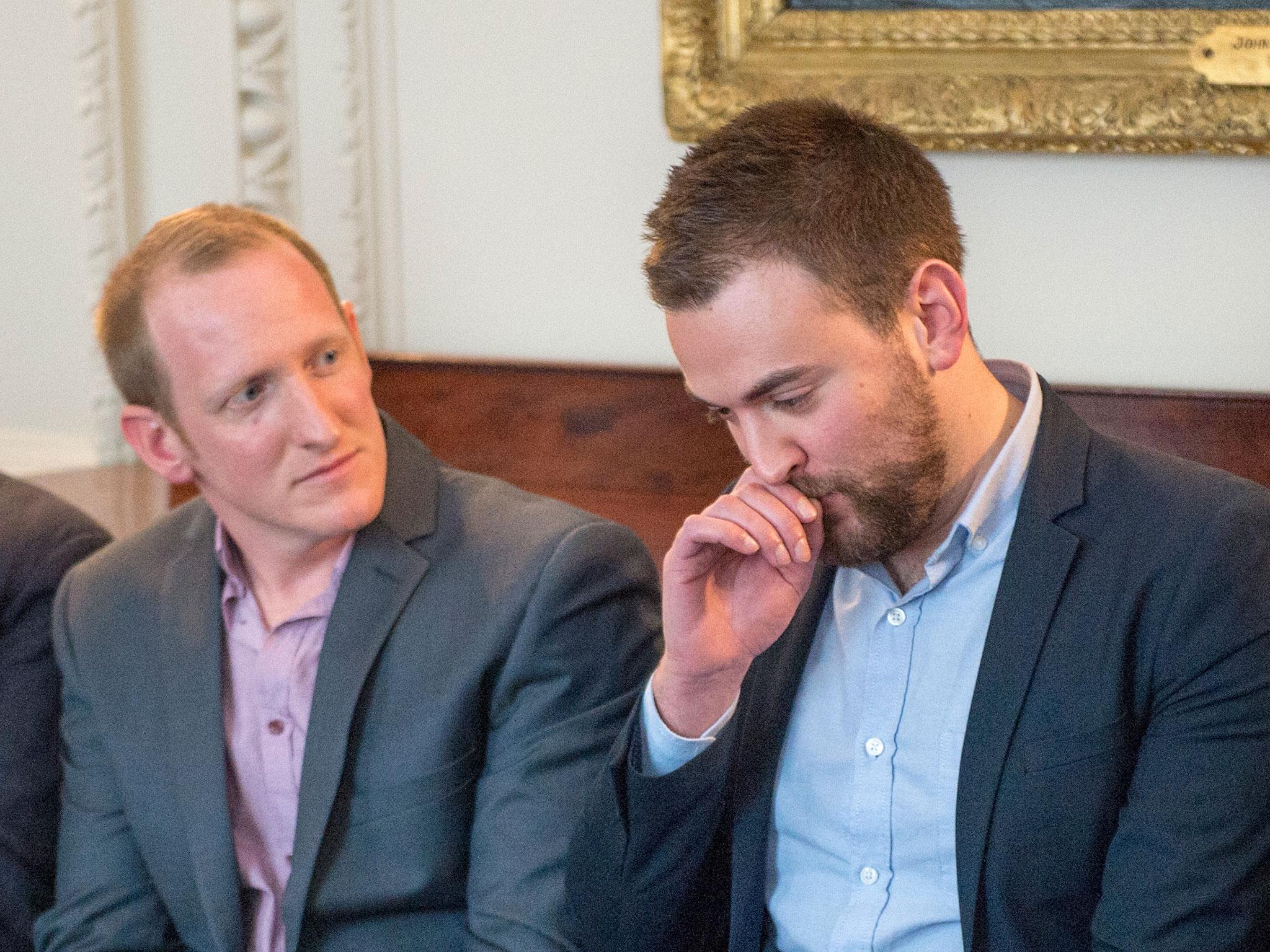 Jonny Benjamin, with his Good Samaritan Neil Laybourn to his right, pictured when meeting Prince William and the Duchess of Cambridge in March