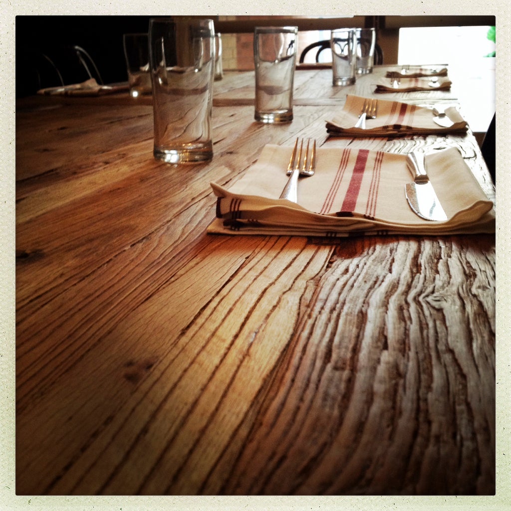 The reclaimed wood trend can be seen in most hipster establishments