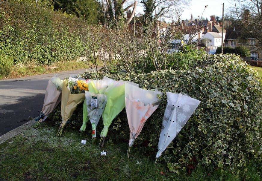 Tributes left to the racer, known as 'Titch', at the scene