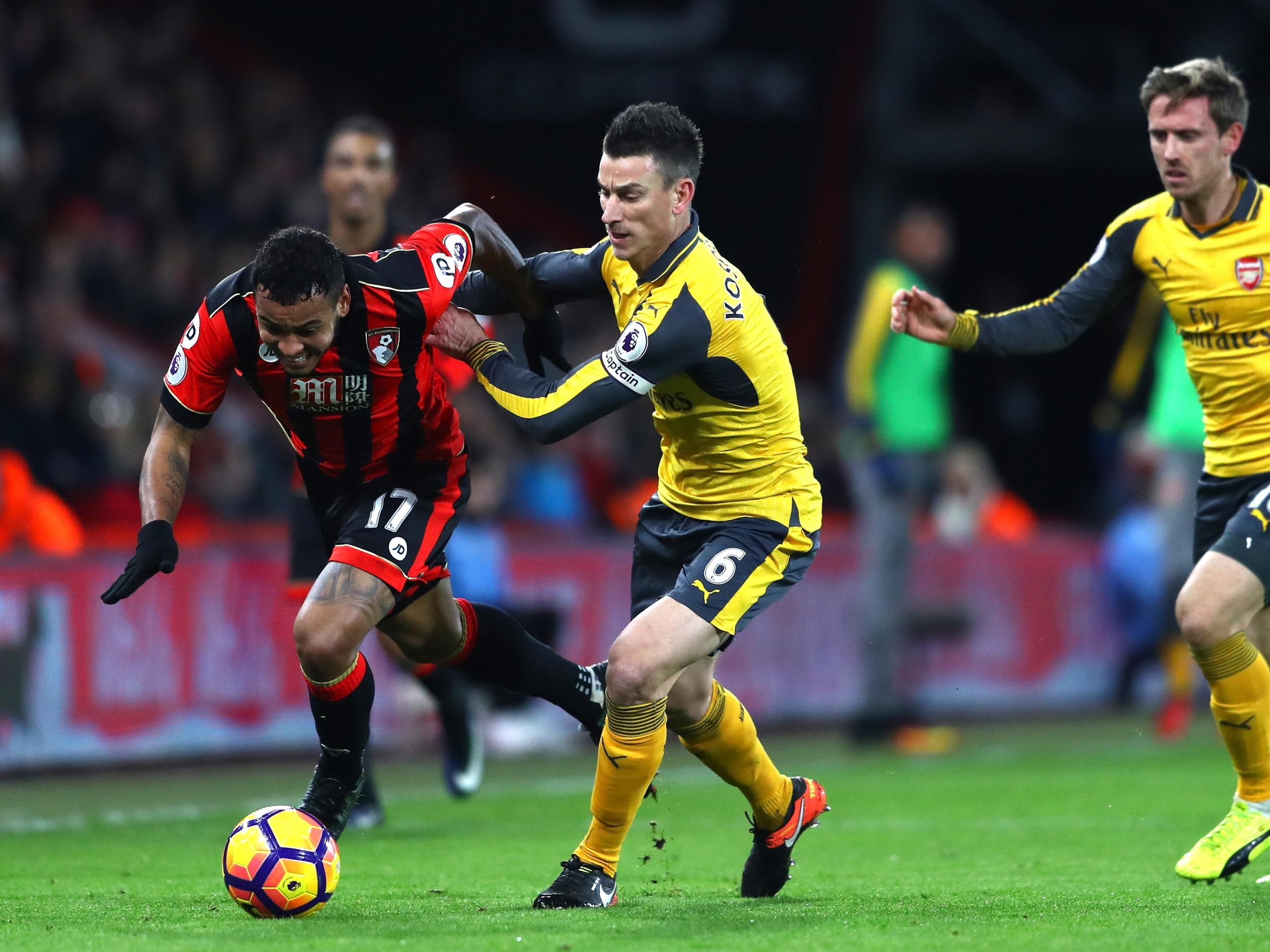 Koscielny limped off with cramp in the second half