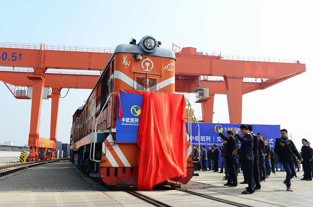 The first China-Europe train in 2014, which headed for Madrid