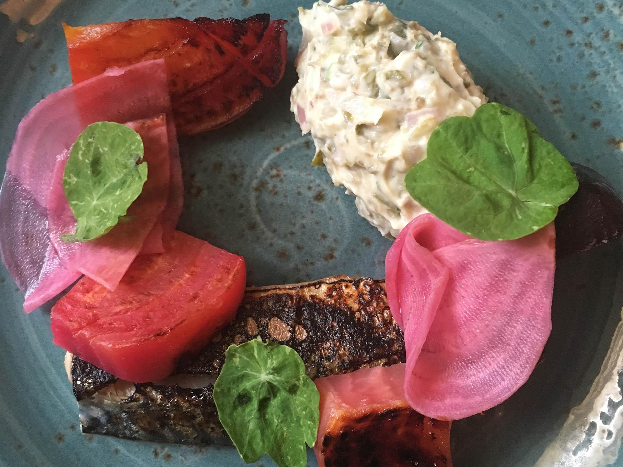 Cured mackerel, parsnip, beetroot