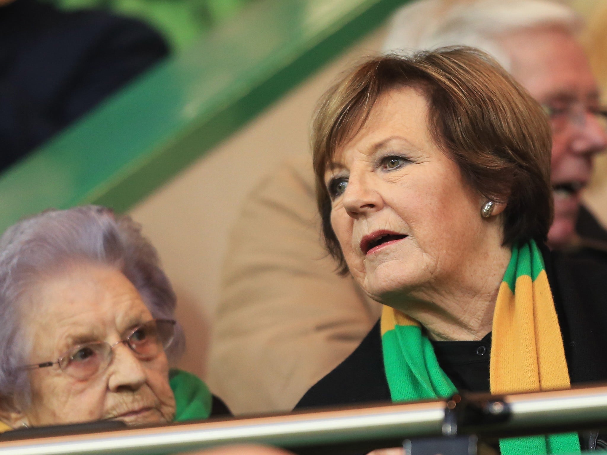 Norwich's majority shareholder Delia Smith watched on from the stands