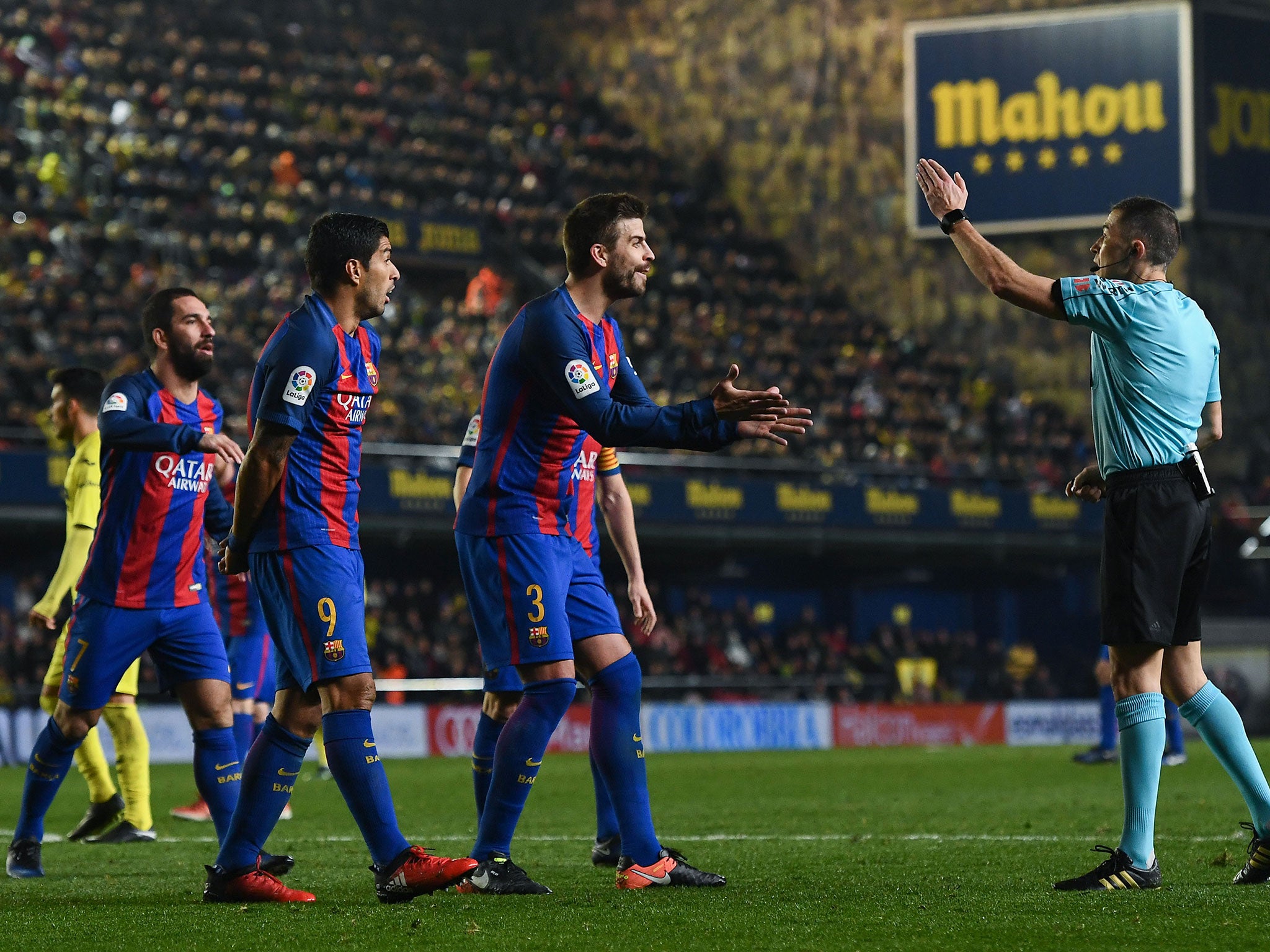 Barcelona were furious with the referee's performance after being left aggrieved with two penalty decisions