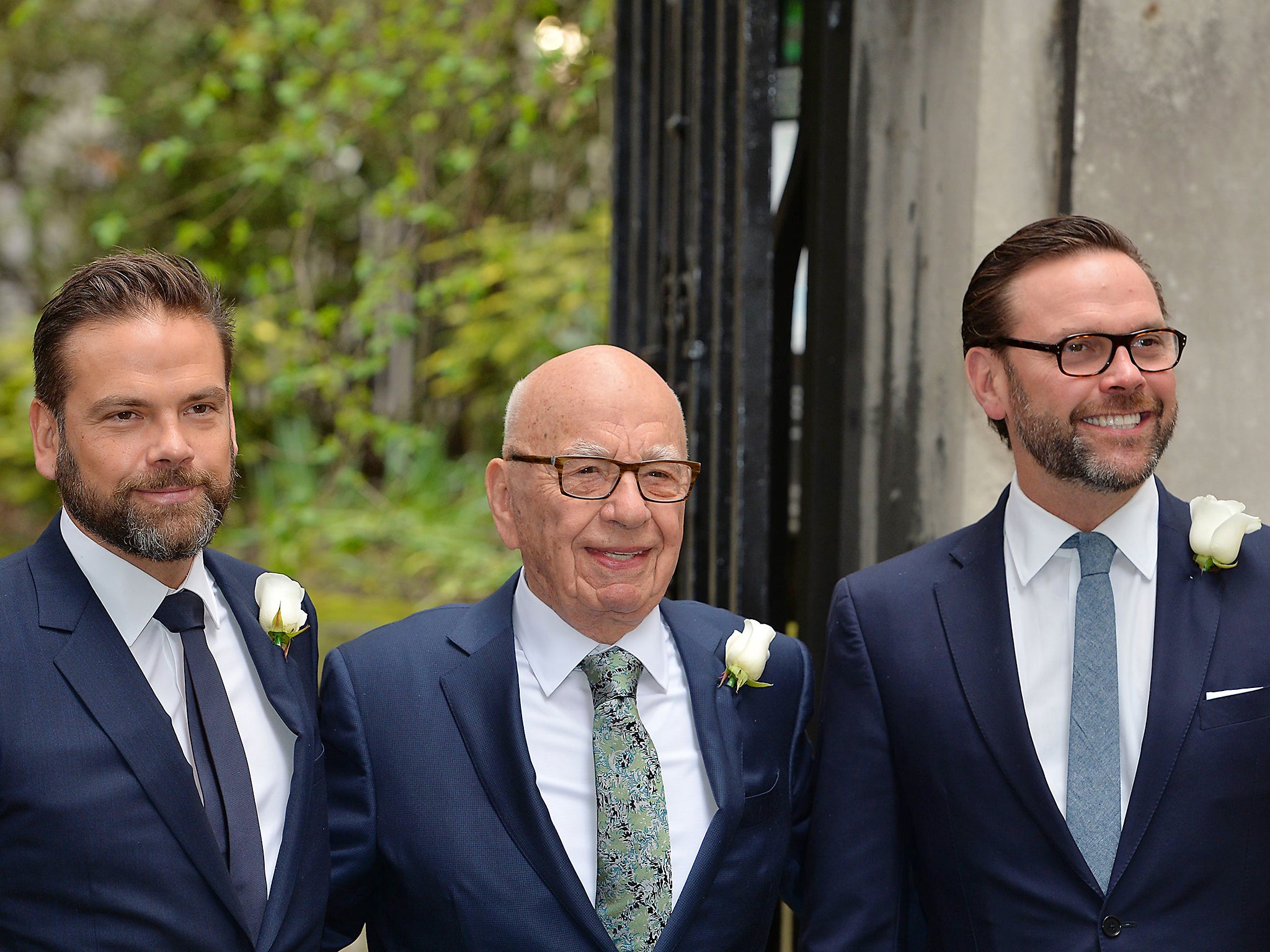 Family affair: Rupert Muroch Family affair with his eldest son Lachlan (left), and James