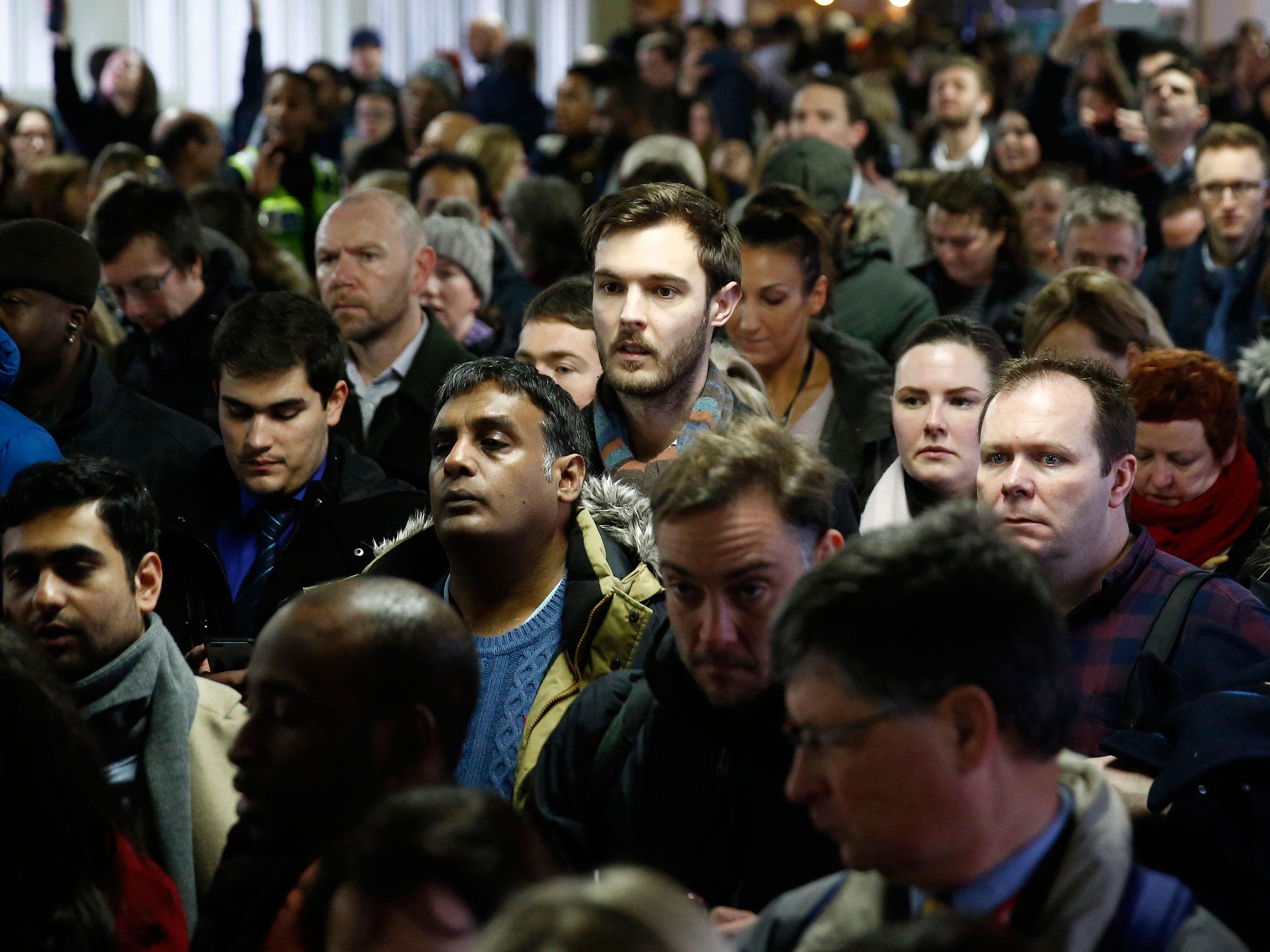 Commuters were caught out at an overcrowded Clapham Junction station in the morning rush hour