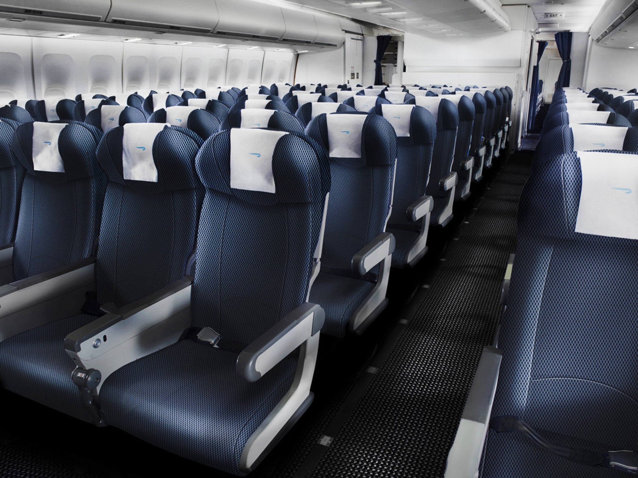 Interior of a British Airways World Traveller cabin