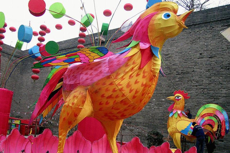 Festival decorations are taking shape as the China prepares to welcome the Lunar Year of the Rooster