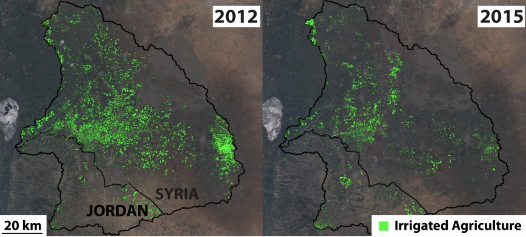 The amount of water stored in reservoirs in Syria's Yarmouk basin has dropped by around 50 per cent, a new Stanford University study found