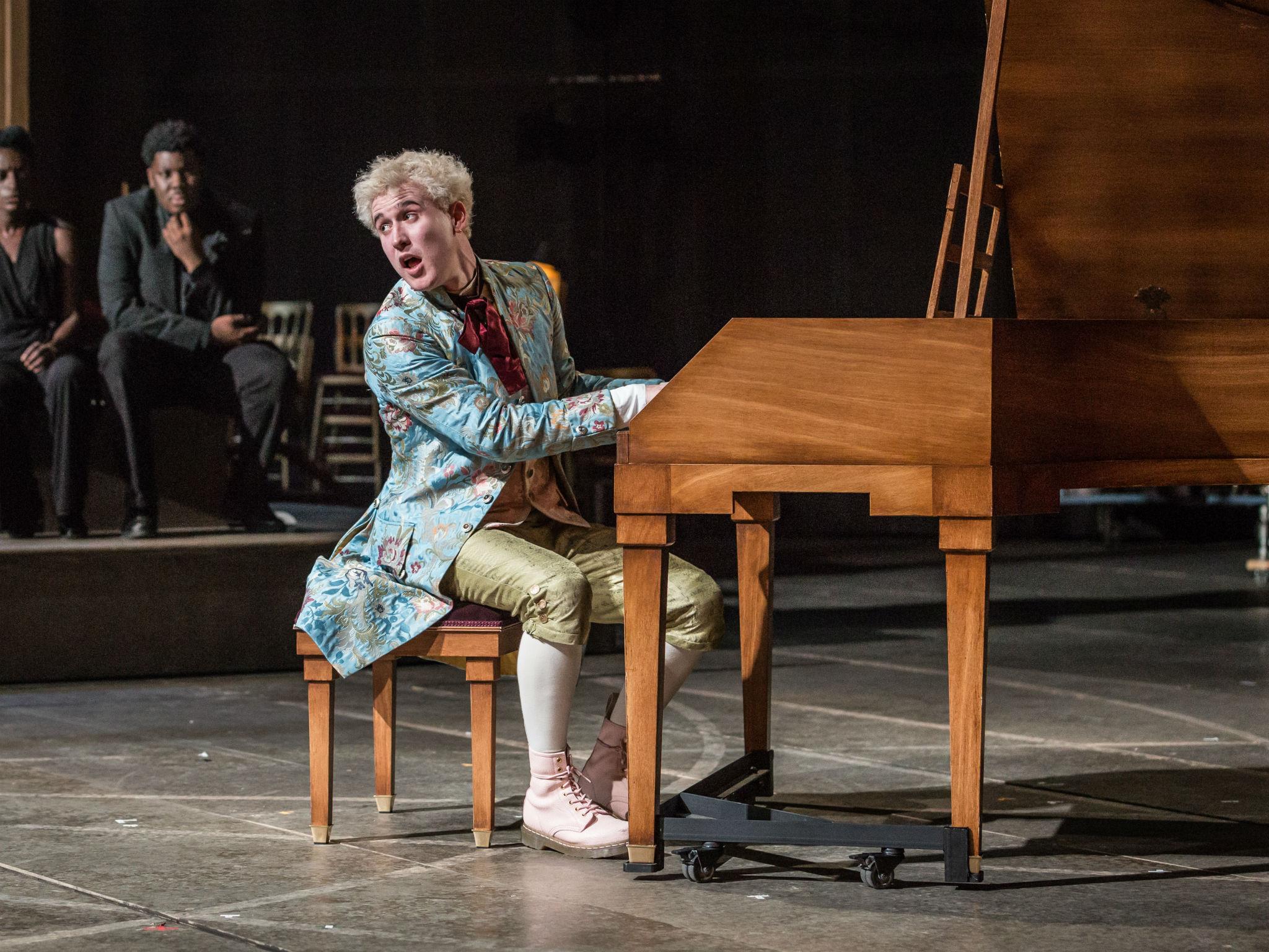 Adam Gillen in the title role of ‘Amadeus’ at the National Theatre