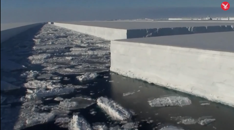 The incipient iceberg about to break off from Antarctica