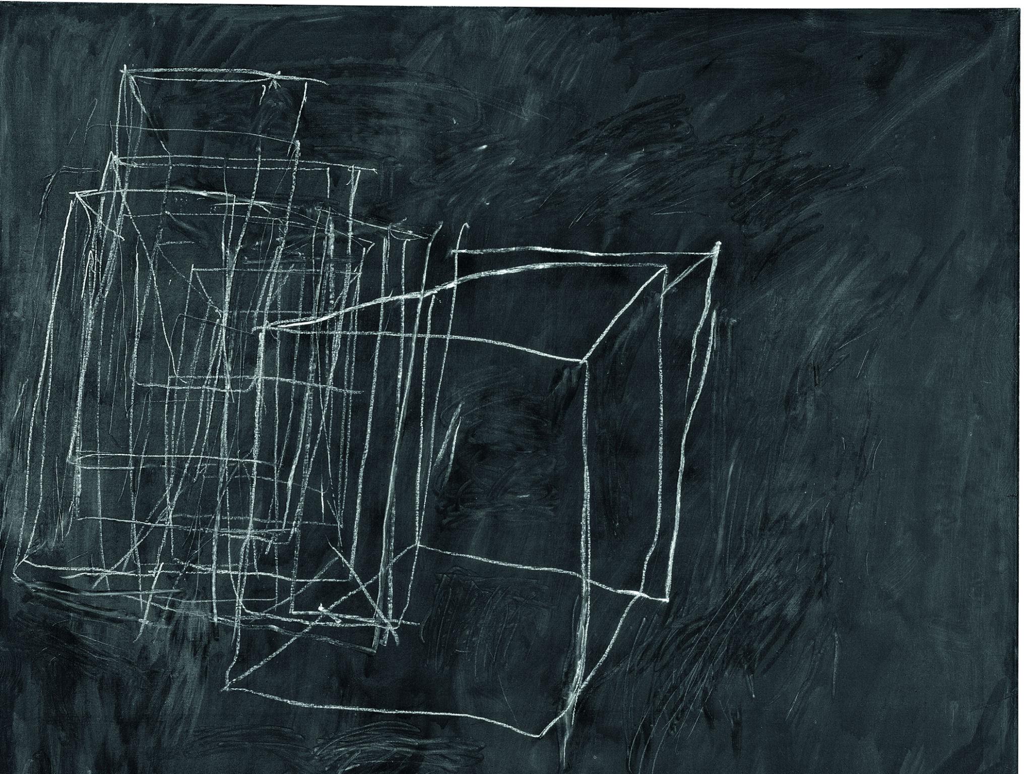 Twombly moved away from colour to work referred to as ‘blackboard paintings’ or ‘graffiti works’ such as 'Night Watch'