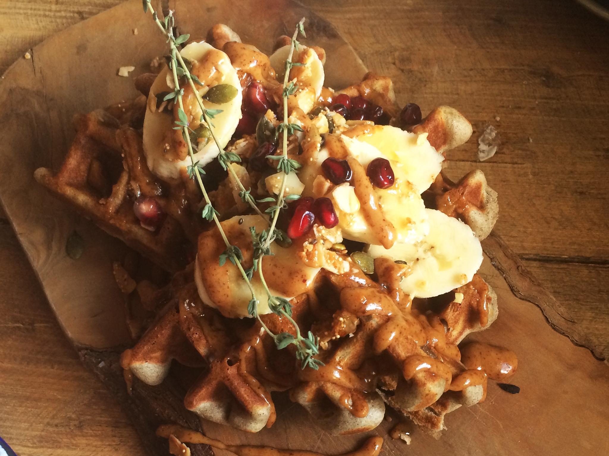 The Berliner Waffles feature different toppings each week
