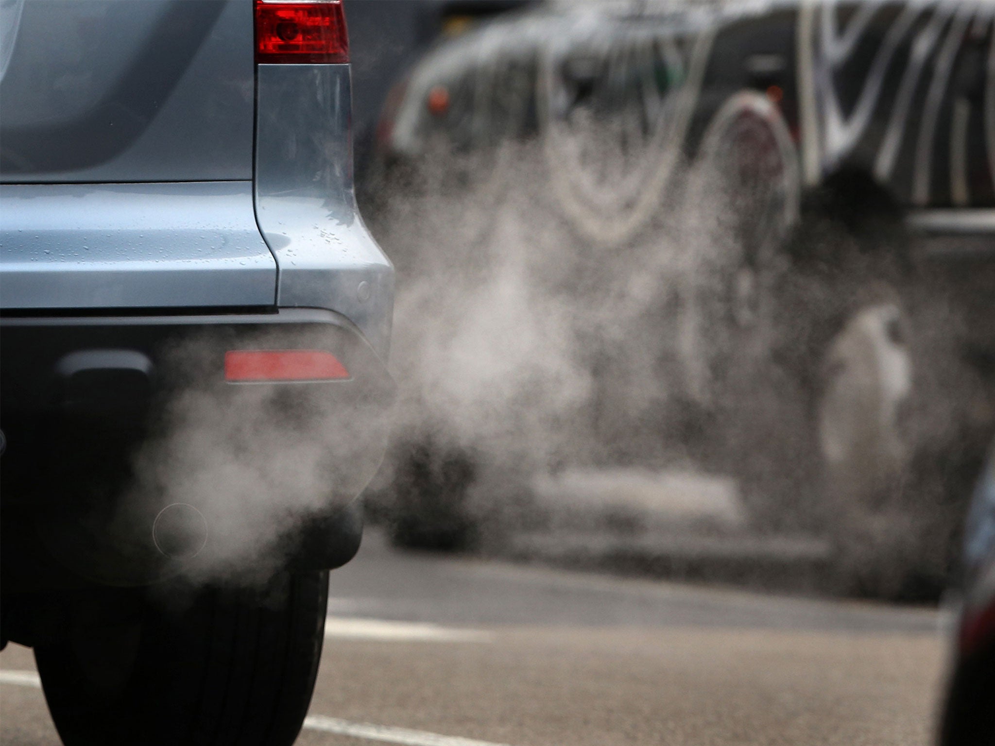 Exhaust fumes from a car in Putney High Street