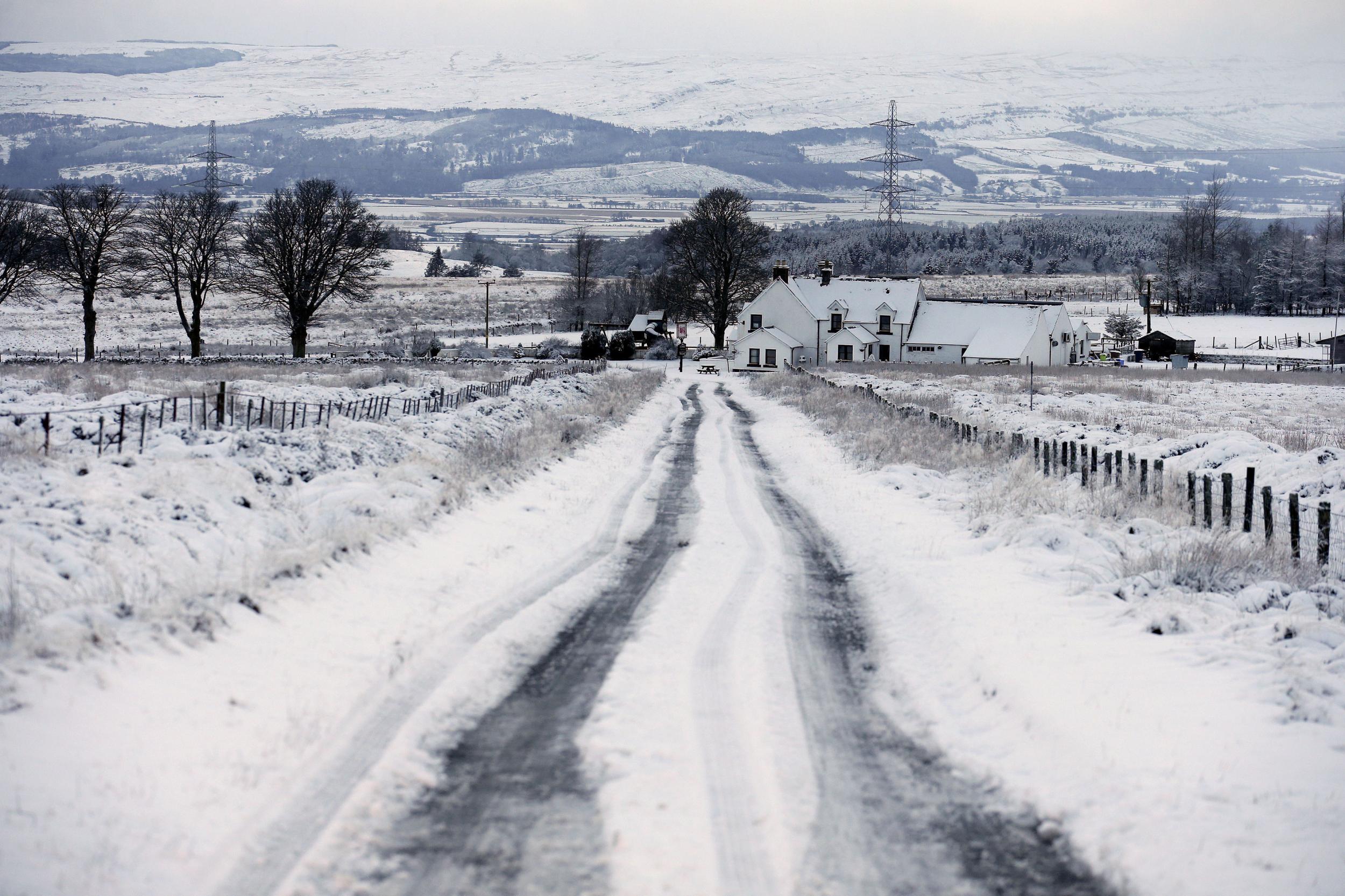 Swathes of Scotland were carpeted in snow on Thursday