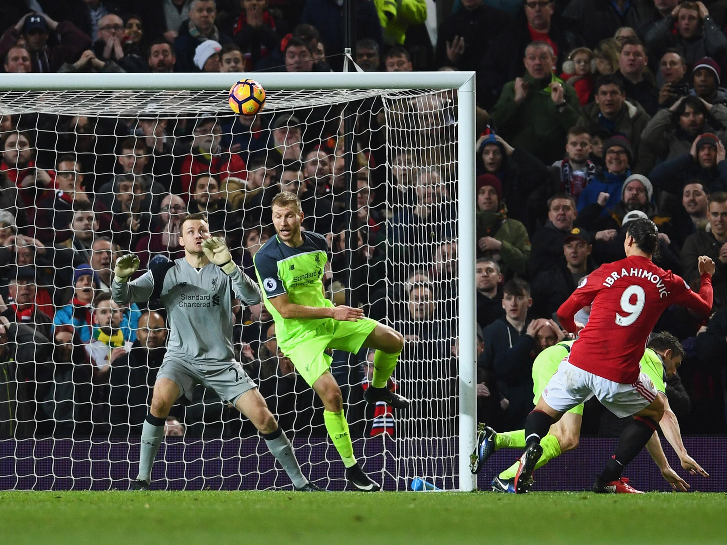 Ibrahimovic's brilliant header squeezed over the line