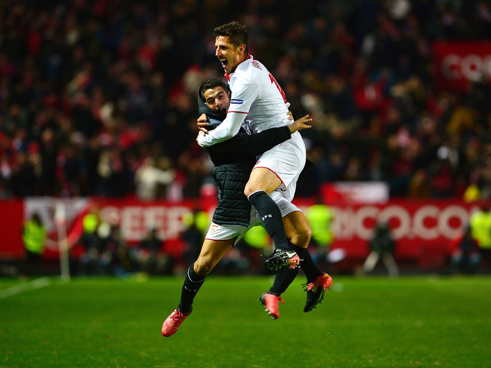 Jovetic's goal secured Sevilla a crucial 2-1 victory over Real Madrid