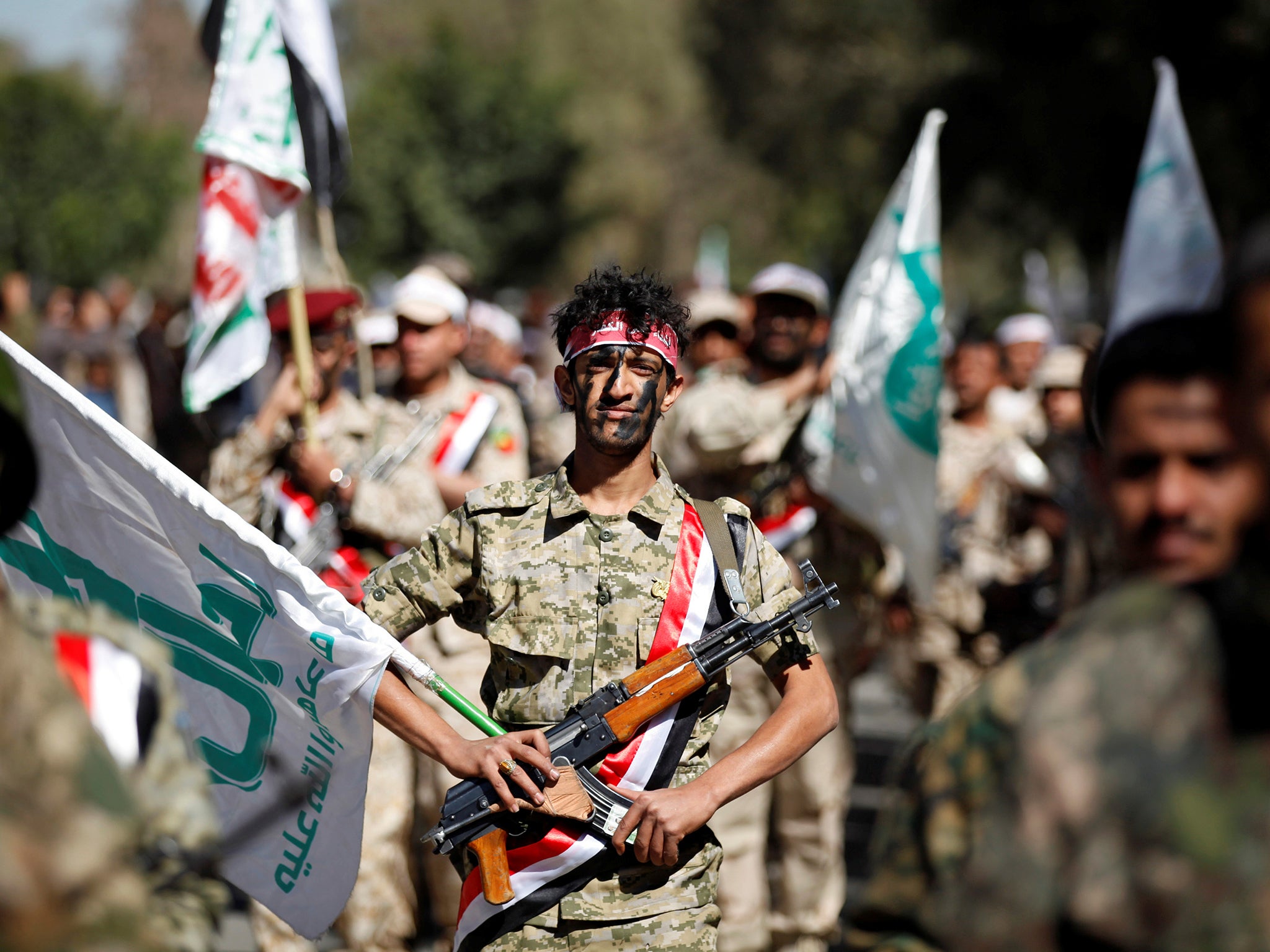 Houthi fighters are engaged in a war with Saudi and UK backed Yemeni government forces