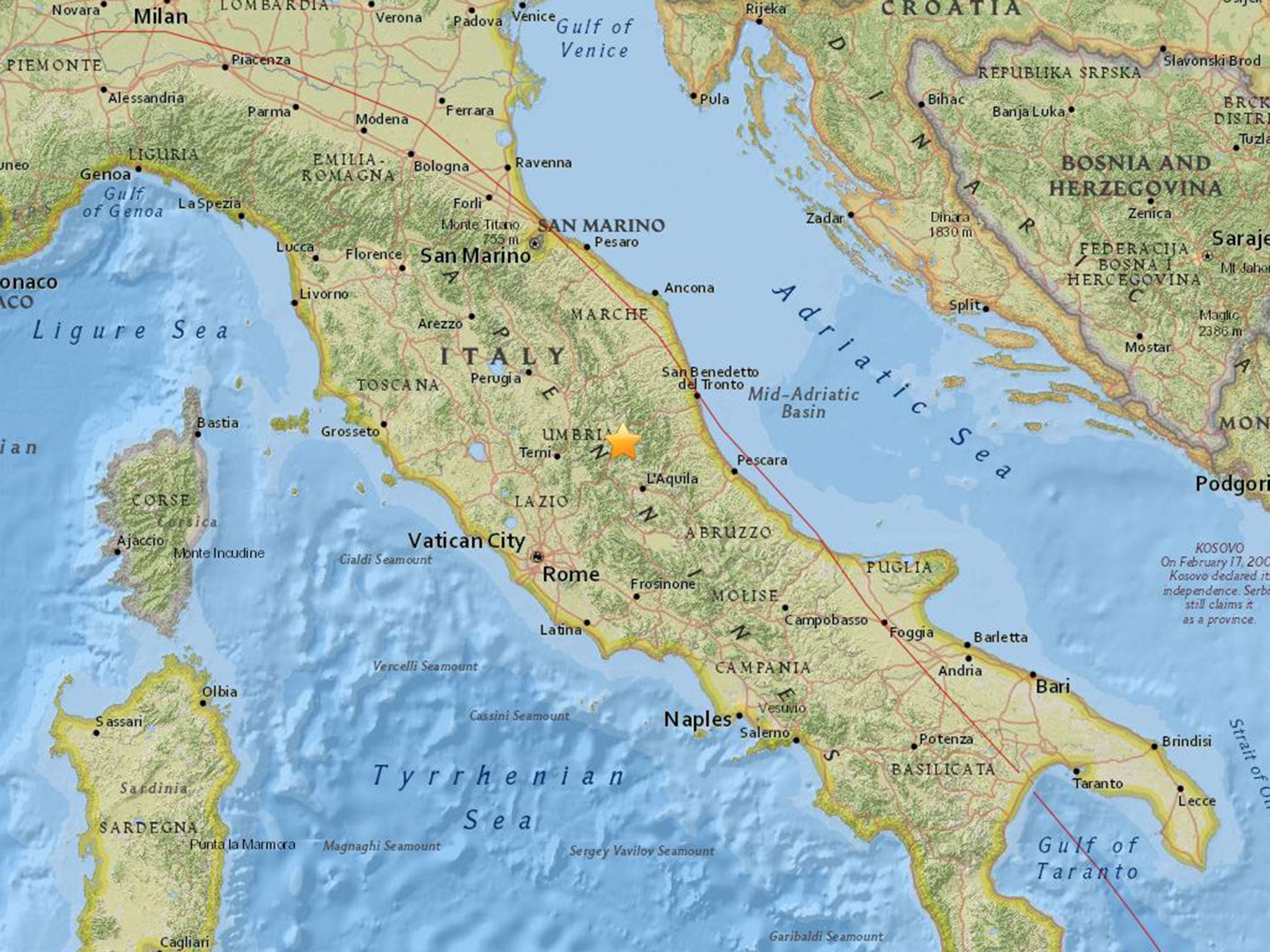 Four magnitude 5.4 and stronger earthquakes hit Central Italy on Wednesday, 18 January