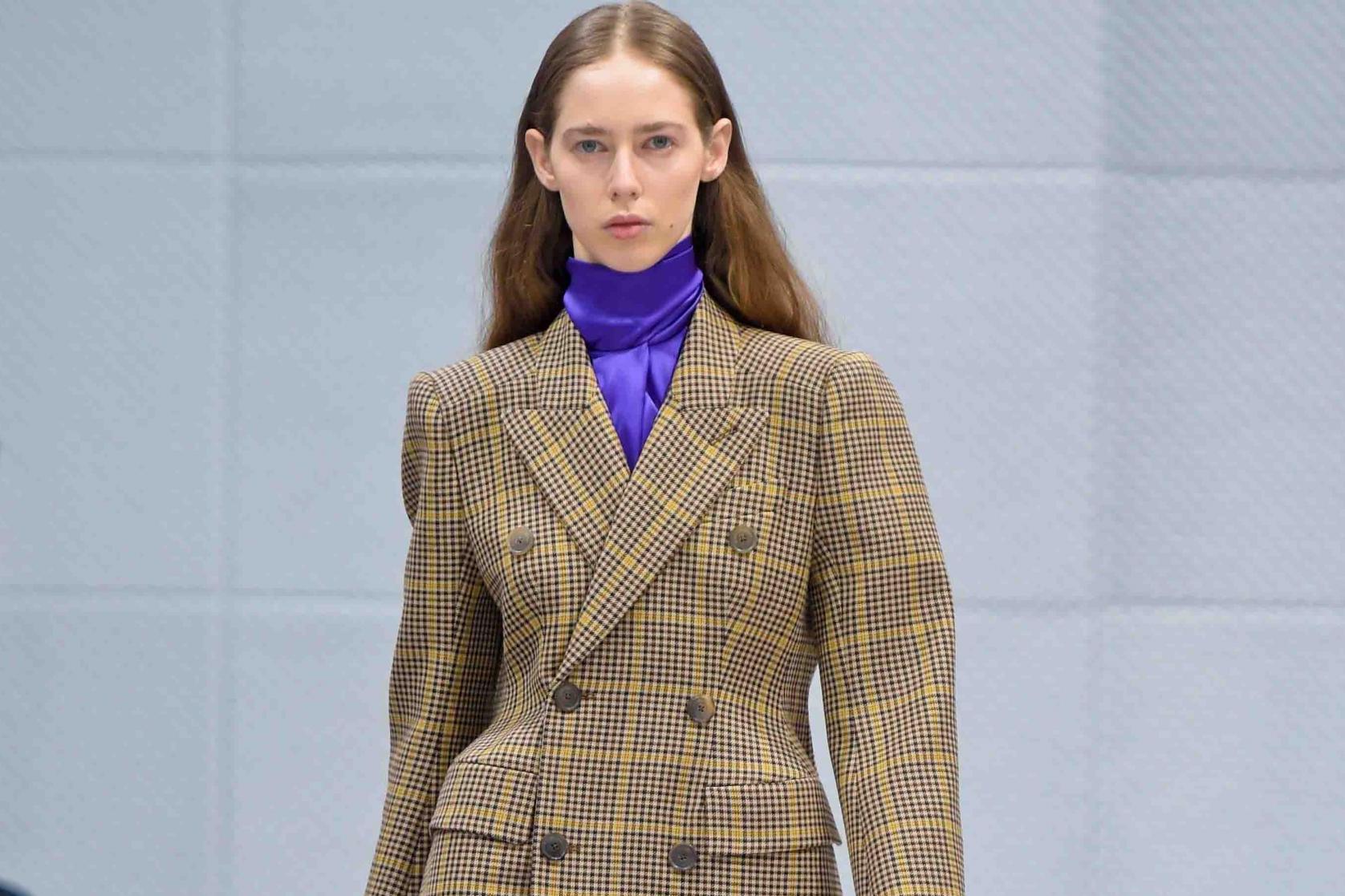 The suit was all about micro checks and structure at Balenciaga