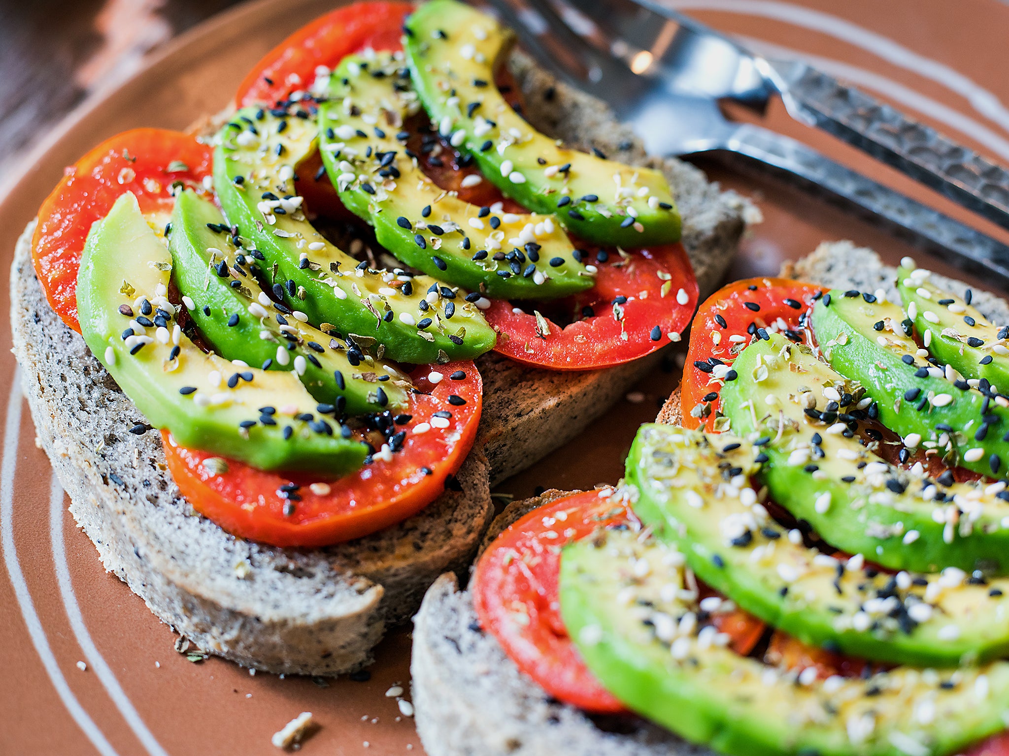 Brown rice-bread sandwich with avocado