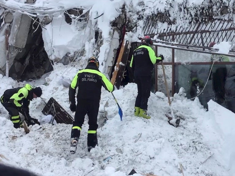 Six survivors are said to have been found alive two days after being buried in an avalanche that hit an Italian hotel