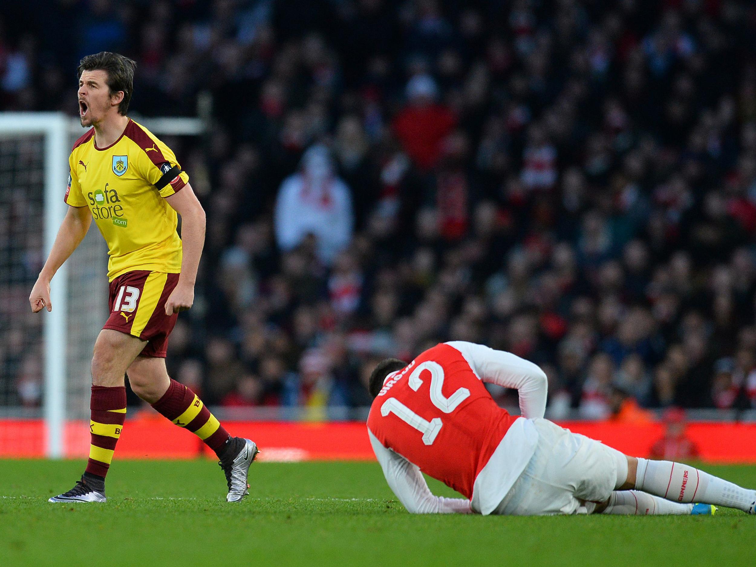 Barton flattened Olivier Giroud last time he face Arsenal