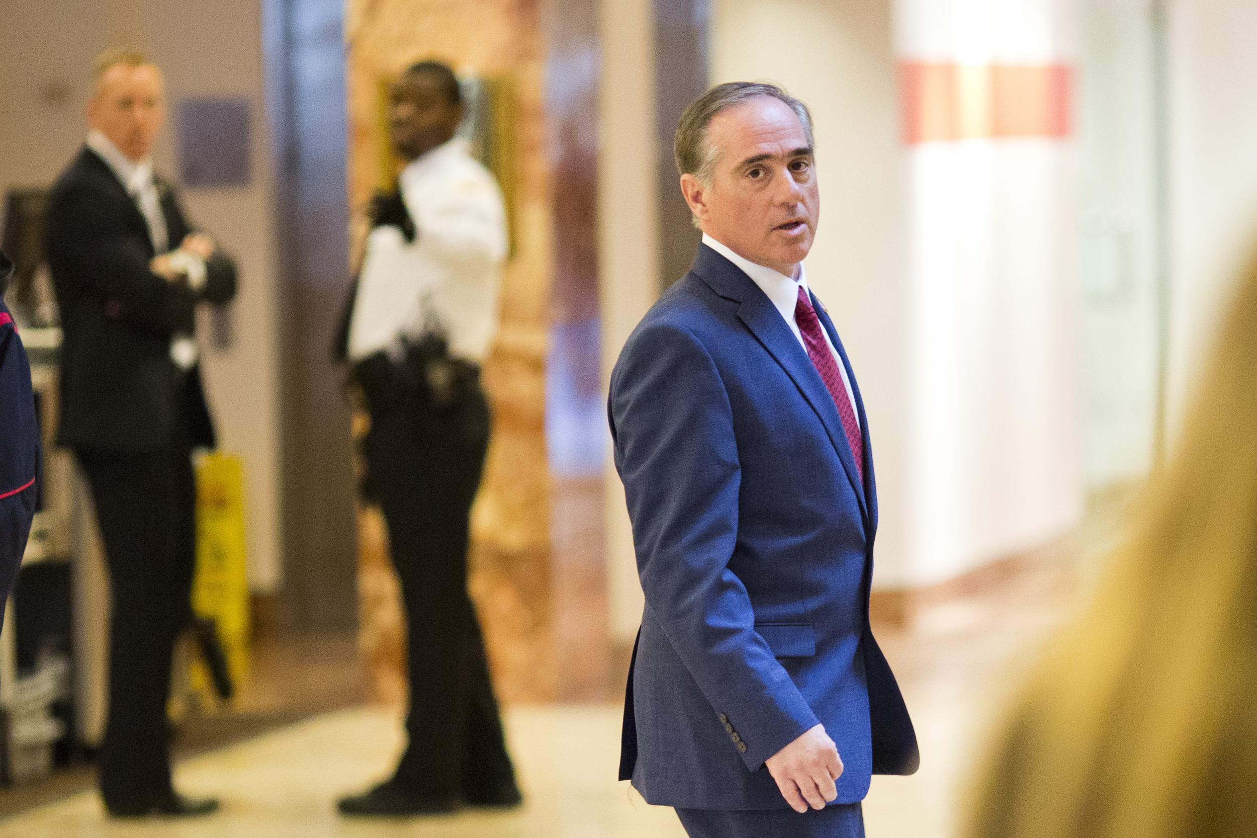 David Shulkin, Under Secretary of Health for the US Department of Veterans Affairs, leaves Trump Tower in New York