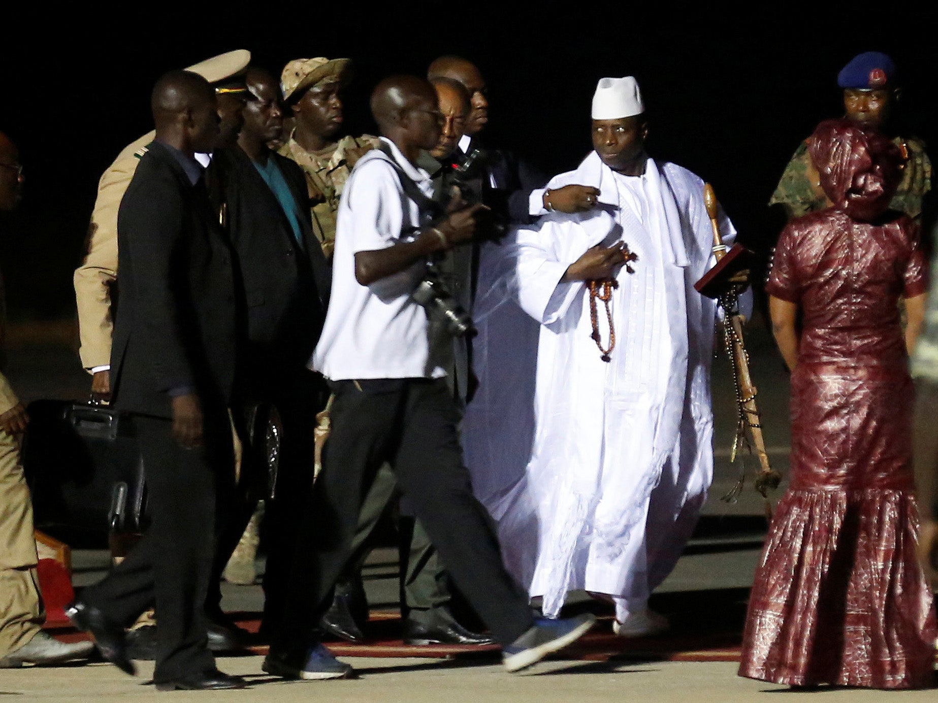 &#13;
Al Hadji Yahya Jammeh at Banjul airport &#13;