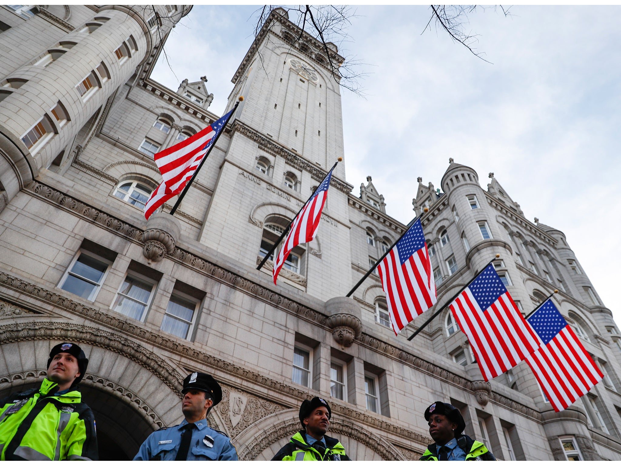 The scene outside the Trump International Hotel ahead of the presidential inauguration