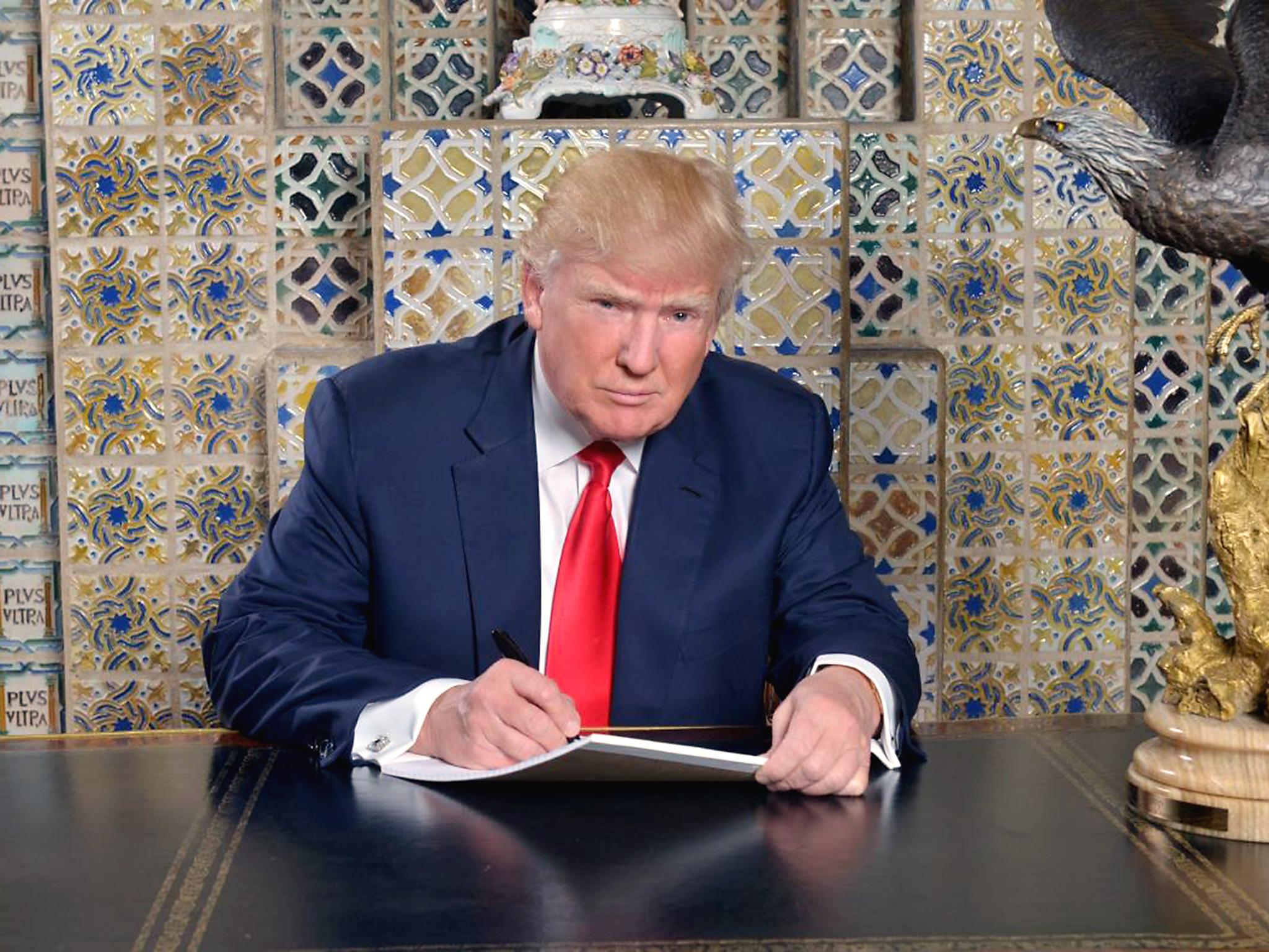 Mr Trump preparing his address to the nation