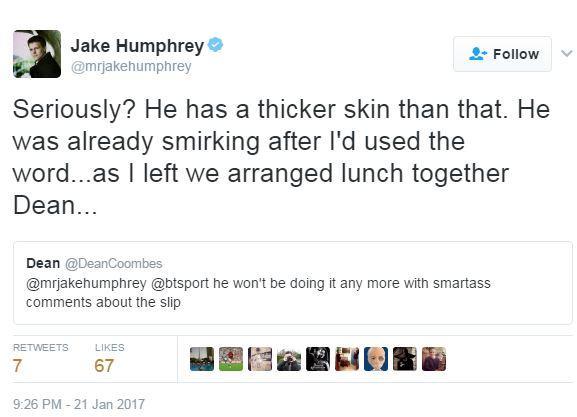 Jake Humphrey hits back on Twitter