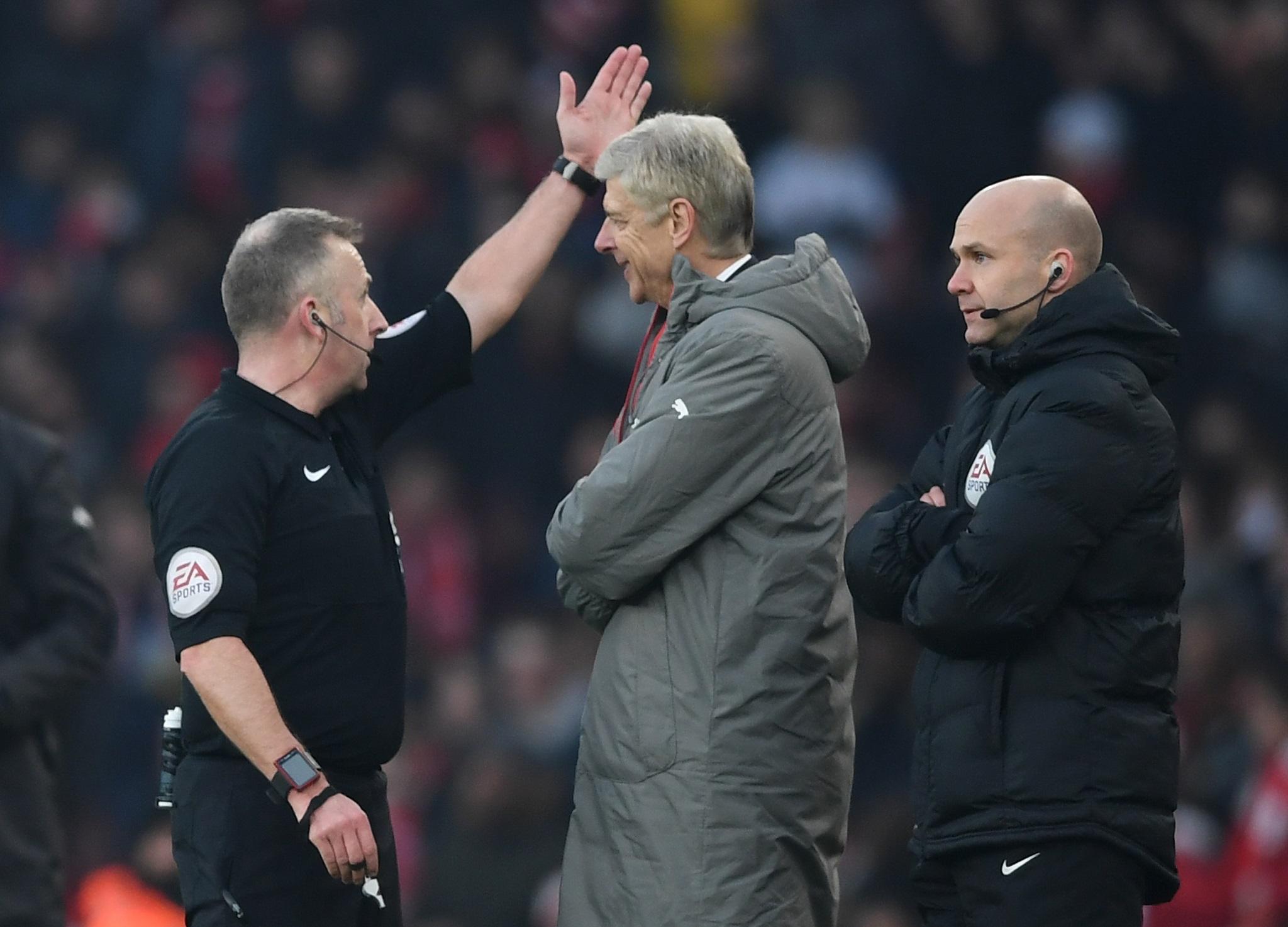 Arsene Wenger was sent to the stands late in Arsenal's 2-1 victory over Burnley