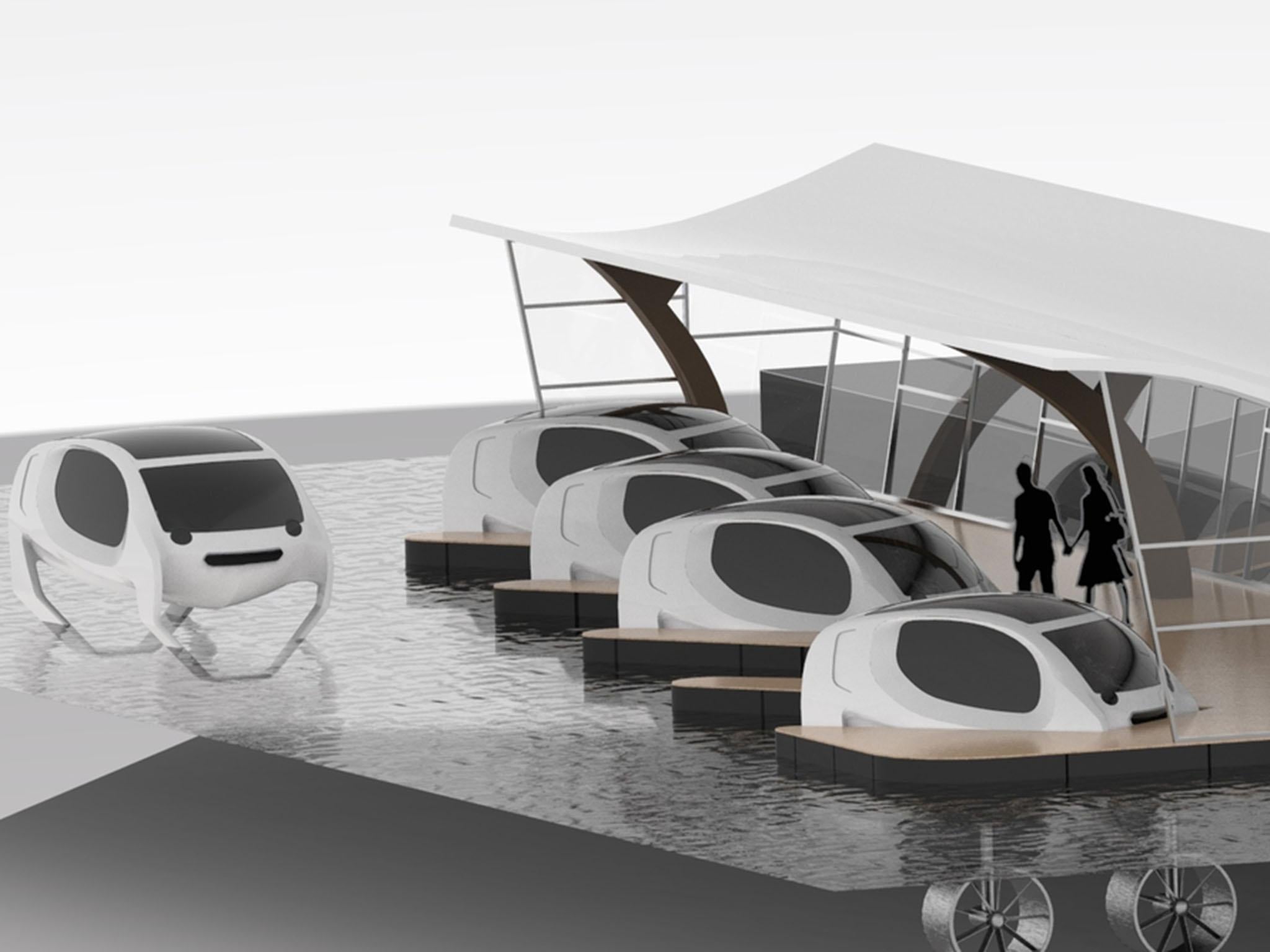 &#13;
An artist's impression of a Seabubble port&#13;