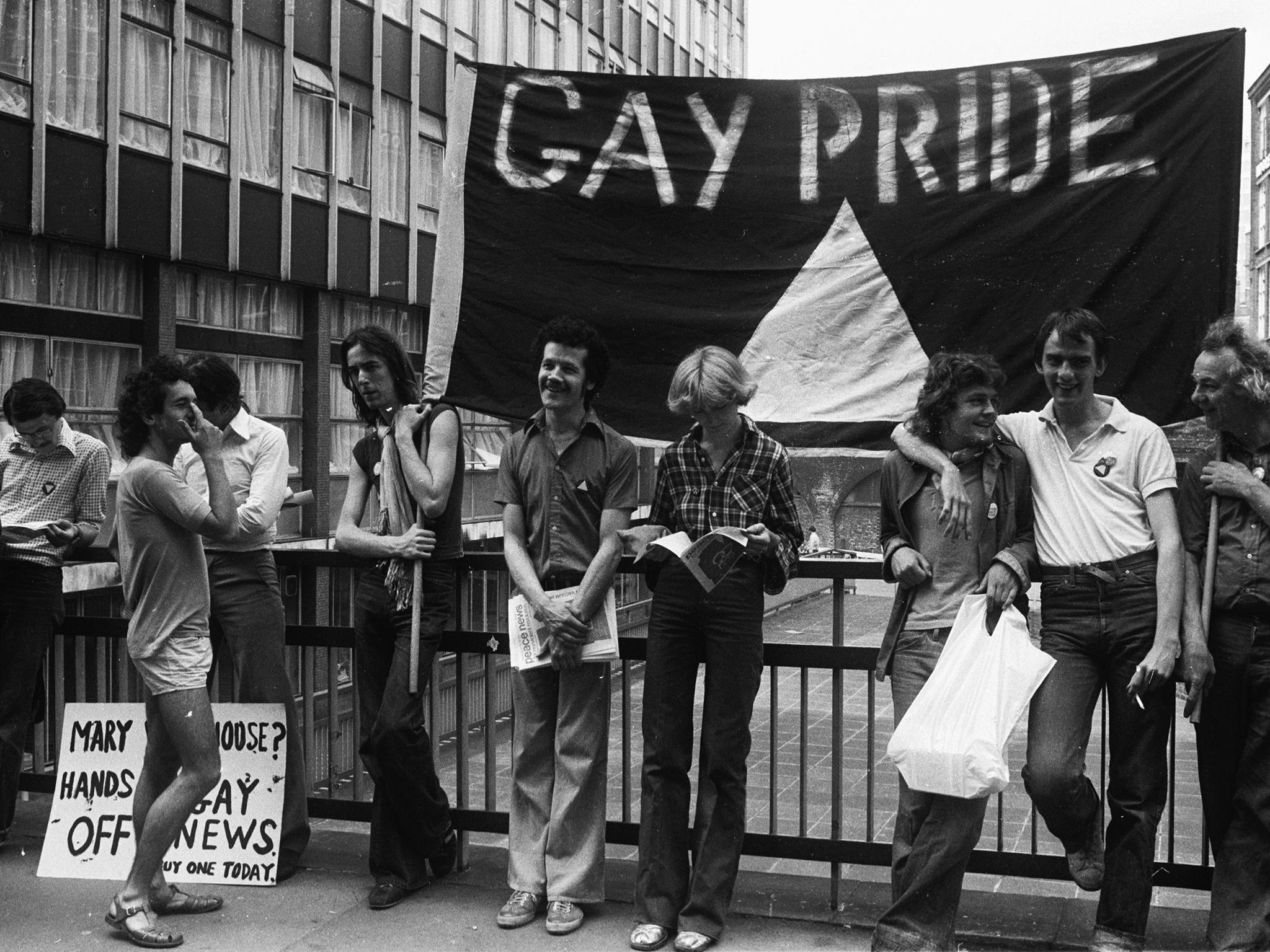 Members of the Gay Liberation Movement protesting in 1977